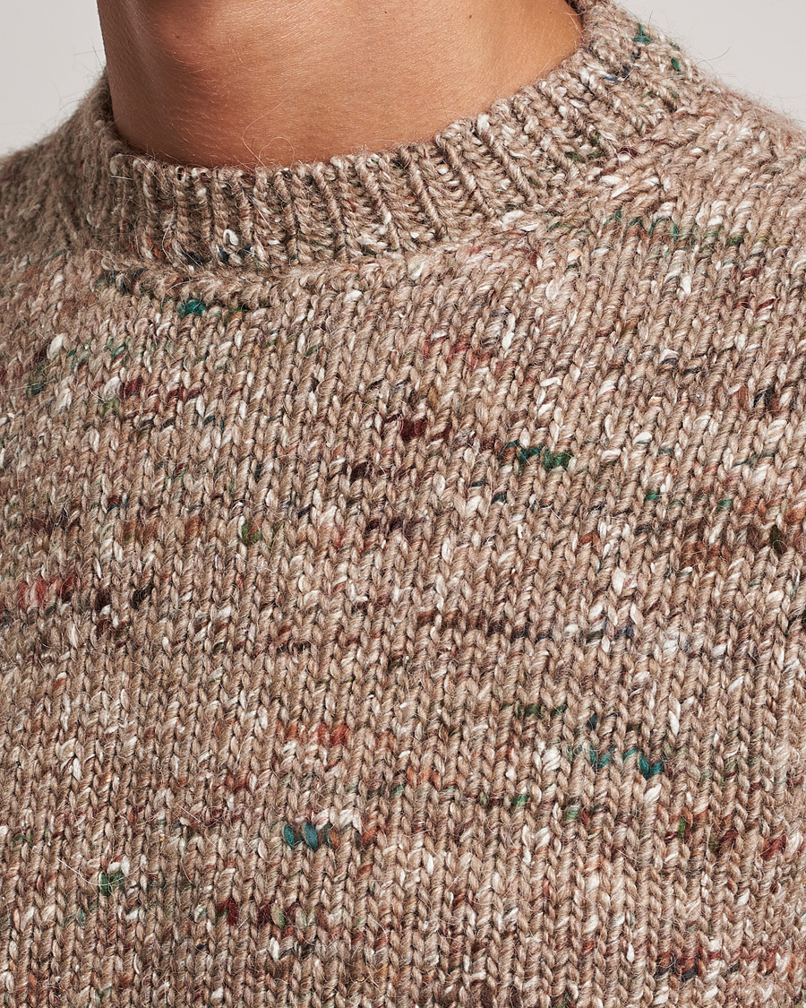 Mies | Puserot | Lardini | Wool/Alpaca/Silk Boucle Roundneck Beige