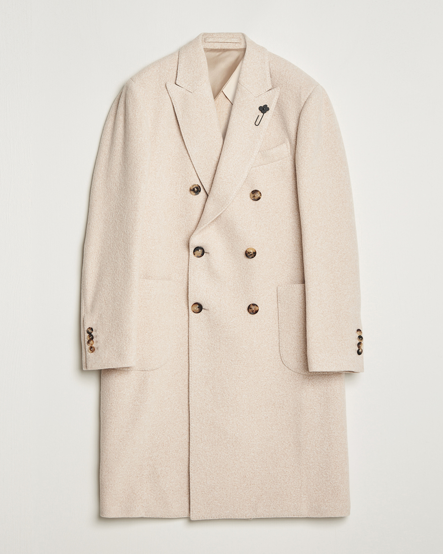 Mies | Päällystakit | Lardini | Wool/Silk/Cashmere Double Breasted Coat Beige