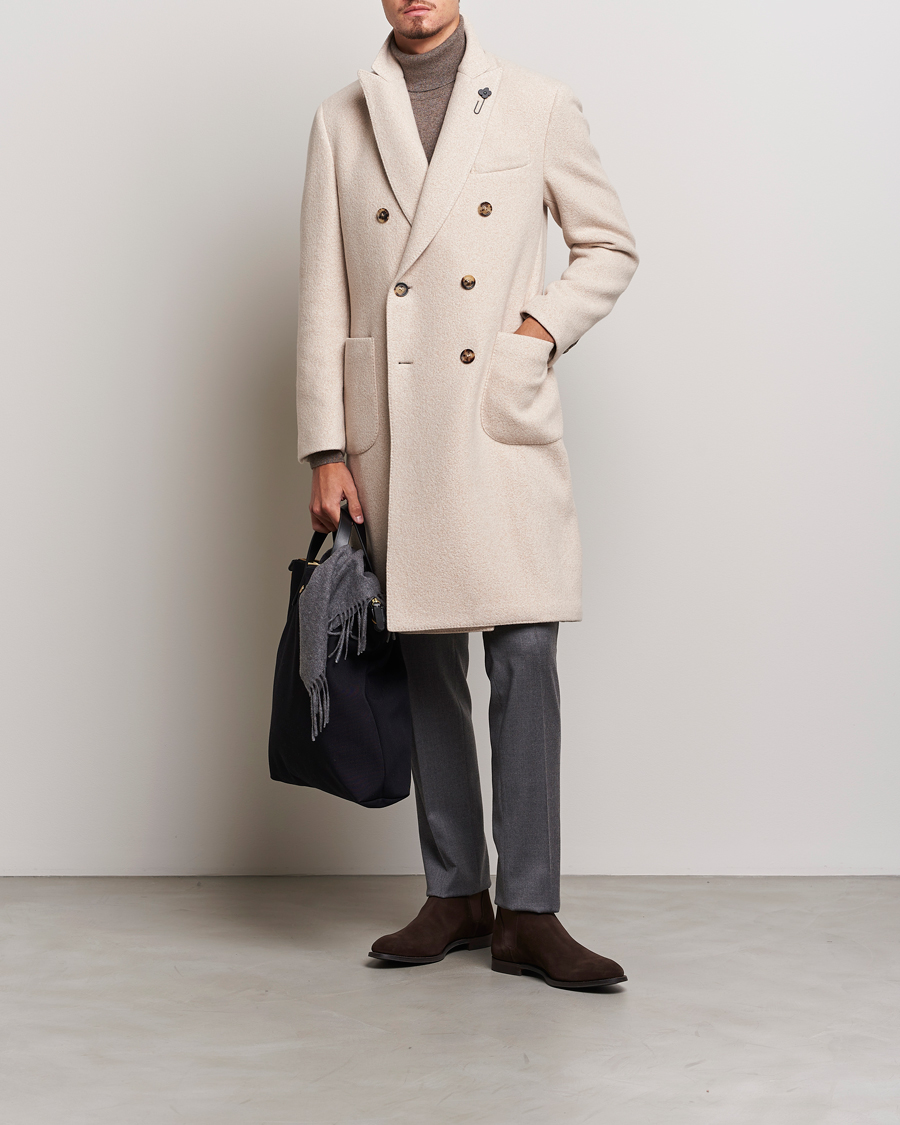 Mies | Takit | Lardini | Wool/Silk/Cashmere Double Breasted Coat Beige