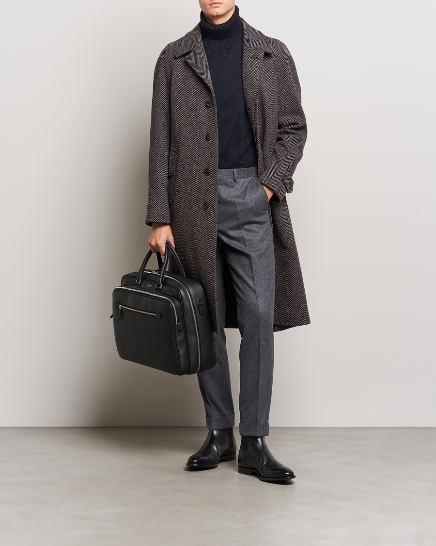 Mies | Takit | Lardini | Wool/Cashmere Herringbone Raglan Coat Navy/Brown