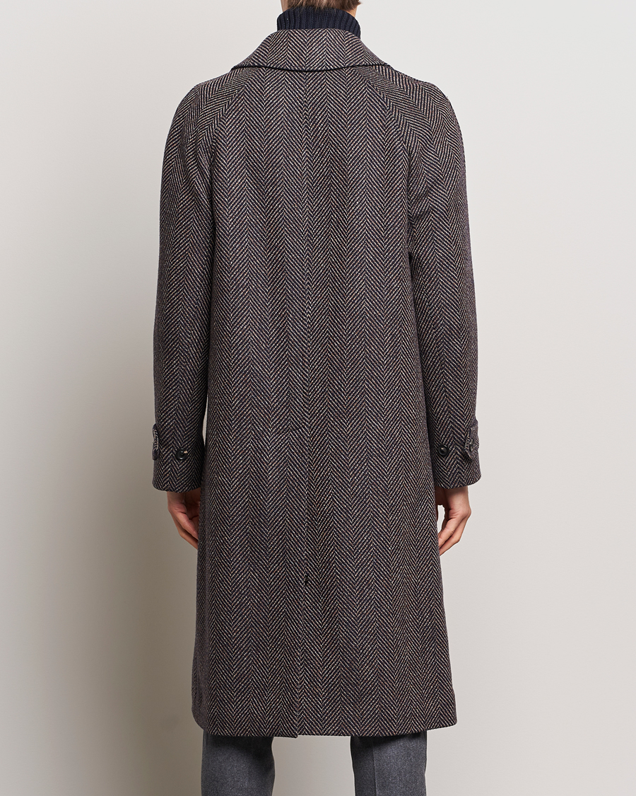 Mies | Takit | Lardini | Wool/Cashmere Herringbone Raglan Coat Navy/Brown