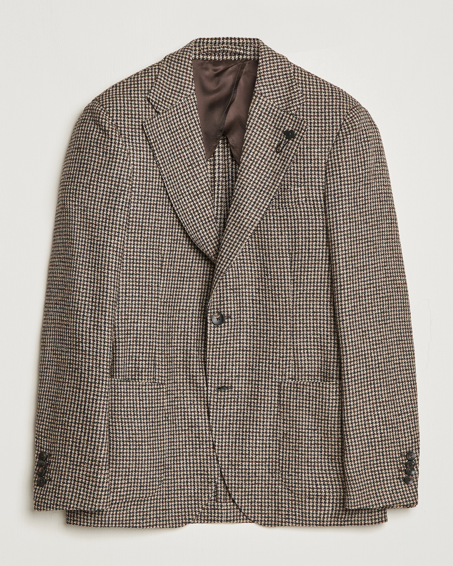 Mies | Pikkutakit | Lardini | Wool/Silk/Cashmere Houndstooth Blazer Beige/Green