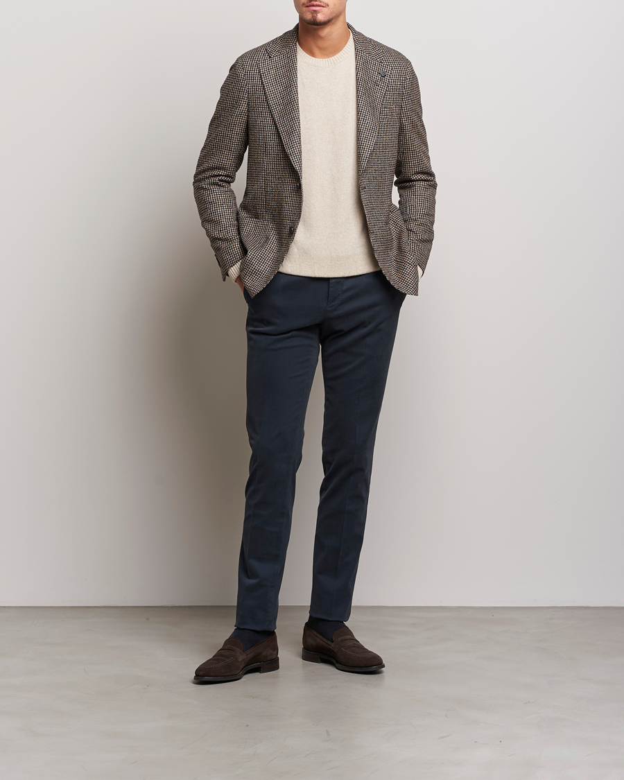 Mies | Pikkutakit | Lardini | Wool/Silk/Cashmere Houndstooth Blazer Beige/Green