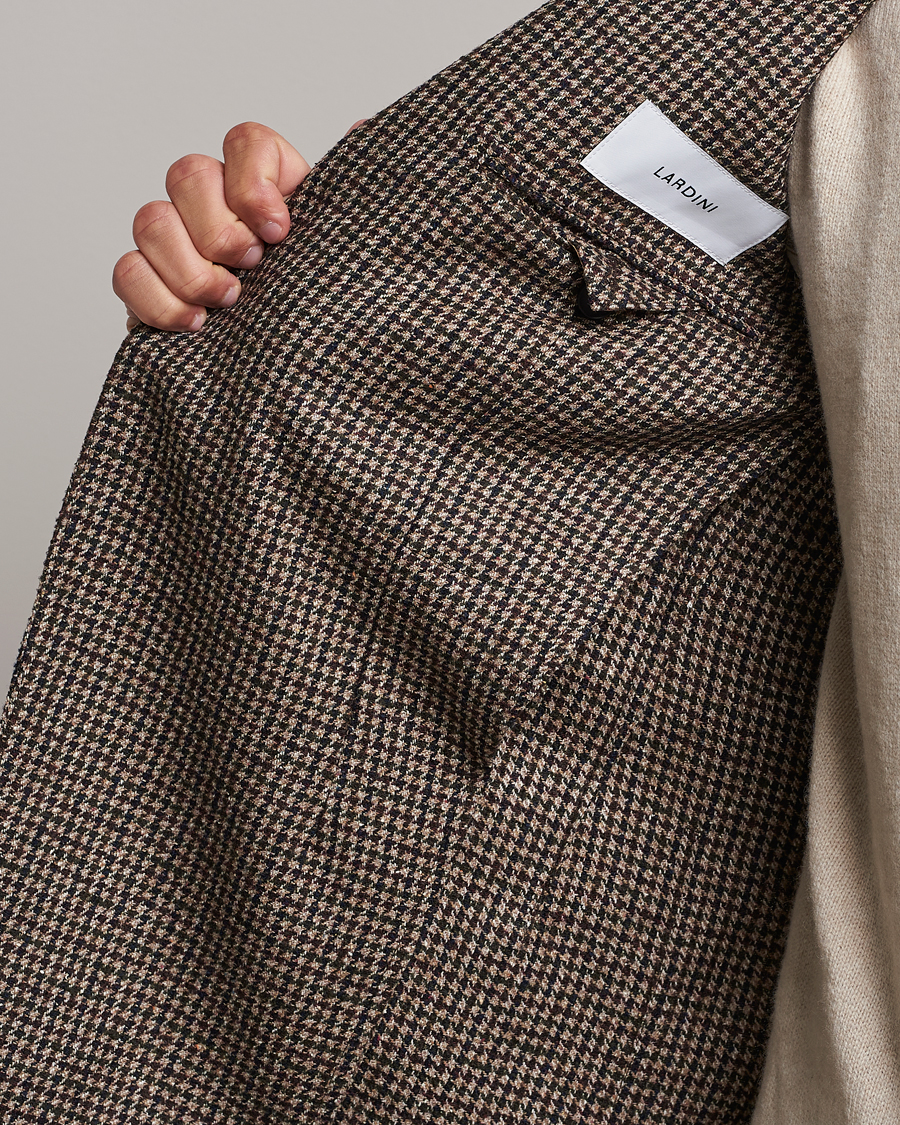 Mies | Pikkutakit | Lardini | Wool/Silk/Cashmere Houndstooth Blazer Beige/Green