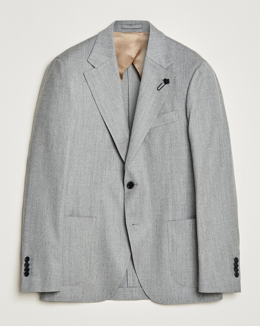 Mies | Pikkutakit | Lardini | Wool/Cashmerer Flanell Blazer Light Grey
