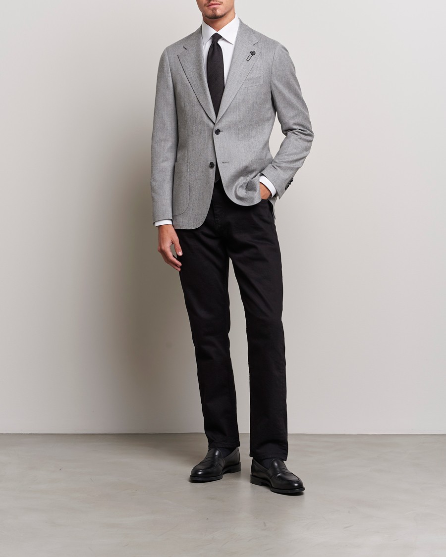 Mies | Pikkutakit | Lardini | Wool/Cashmerer Flanell Blazer Light Grey