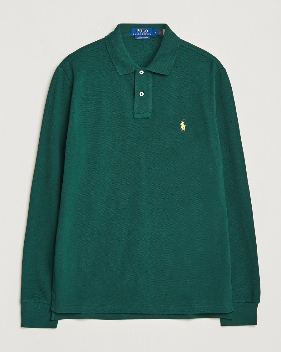 Mies | Pitkähihaiset pikeepaidat | Polo Ralph Lauren | Custom Slim Fit Long Sleeve Polo Hunt Club Green