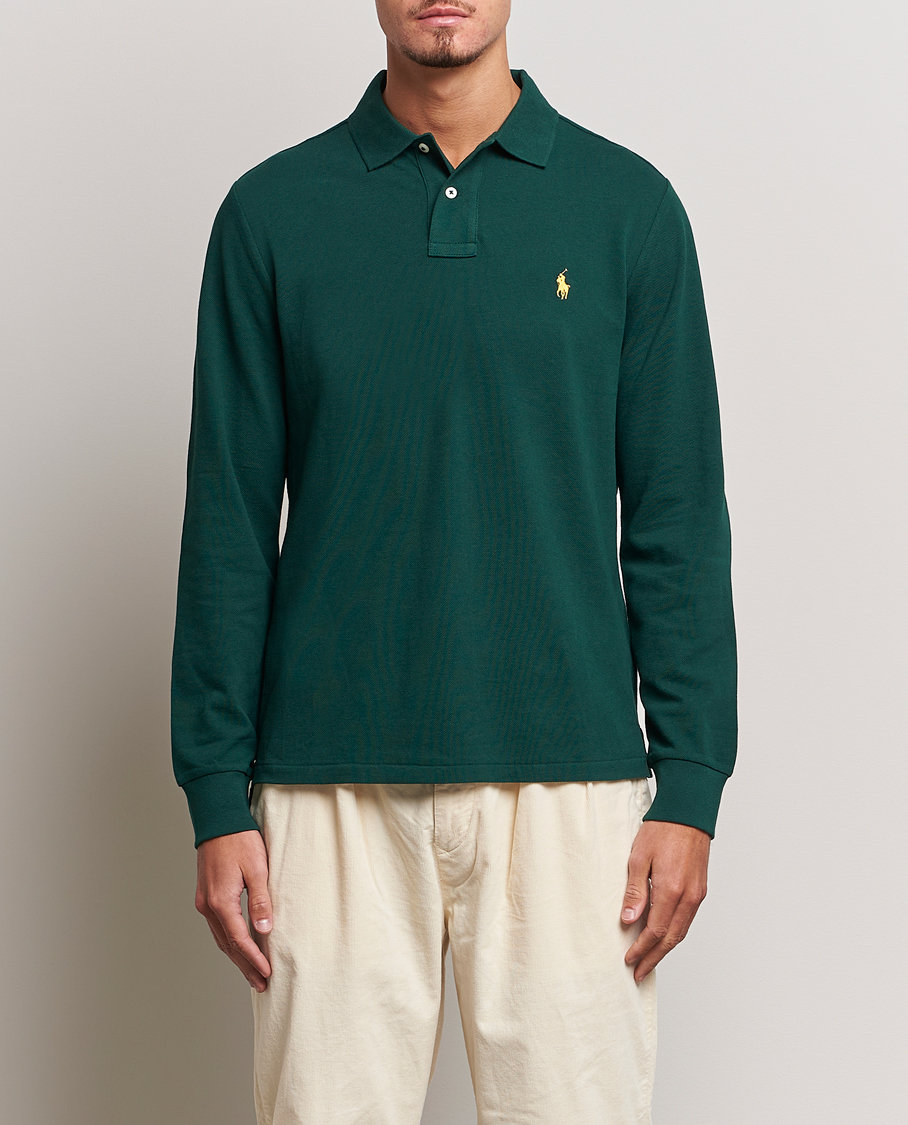 Mies | Pitkähihaiset pikeepaidat | Polo Ralph Lauren | Custom Slim Fit Long Sleeve Polo Hunt Club Green