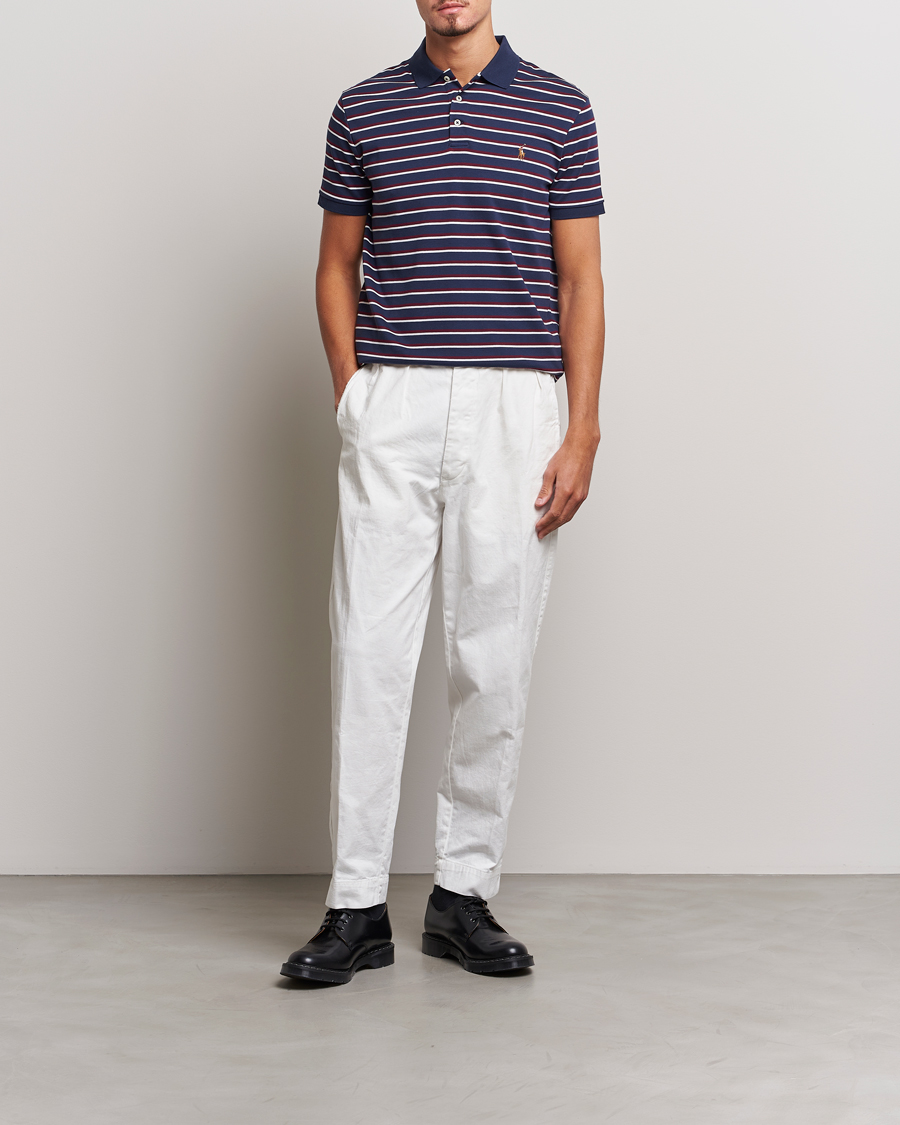 Mies | Pikeet | Polo Ralph Lauren | Luxury Pima Cotton Striped Polo French Navy/White