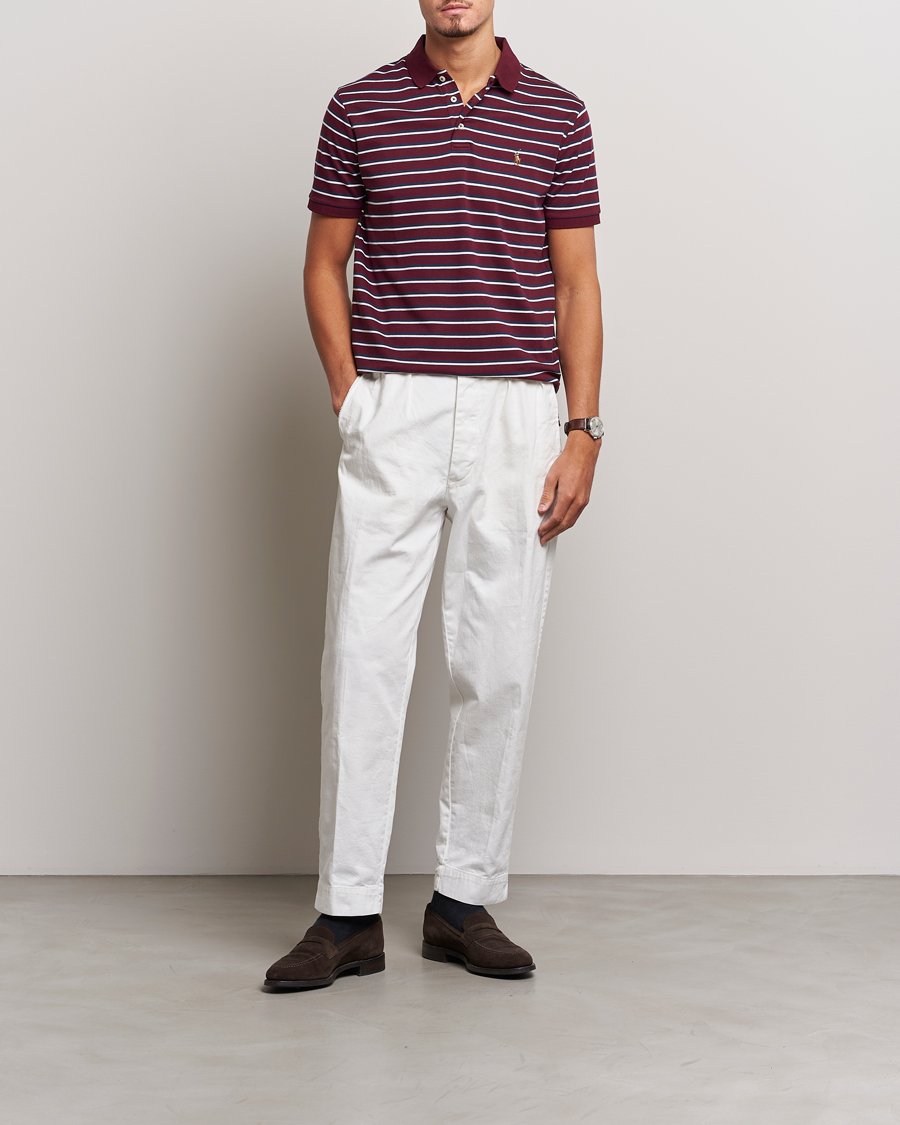 Mies | Pikeet | Polo Ralph Lauren | Luxury Pima Cotton Striped Polo Harvard Wine/White