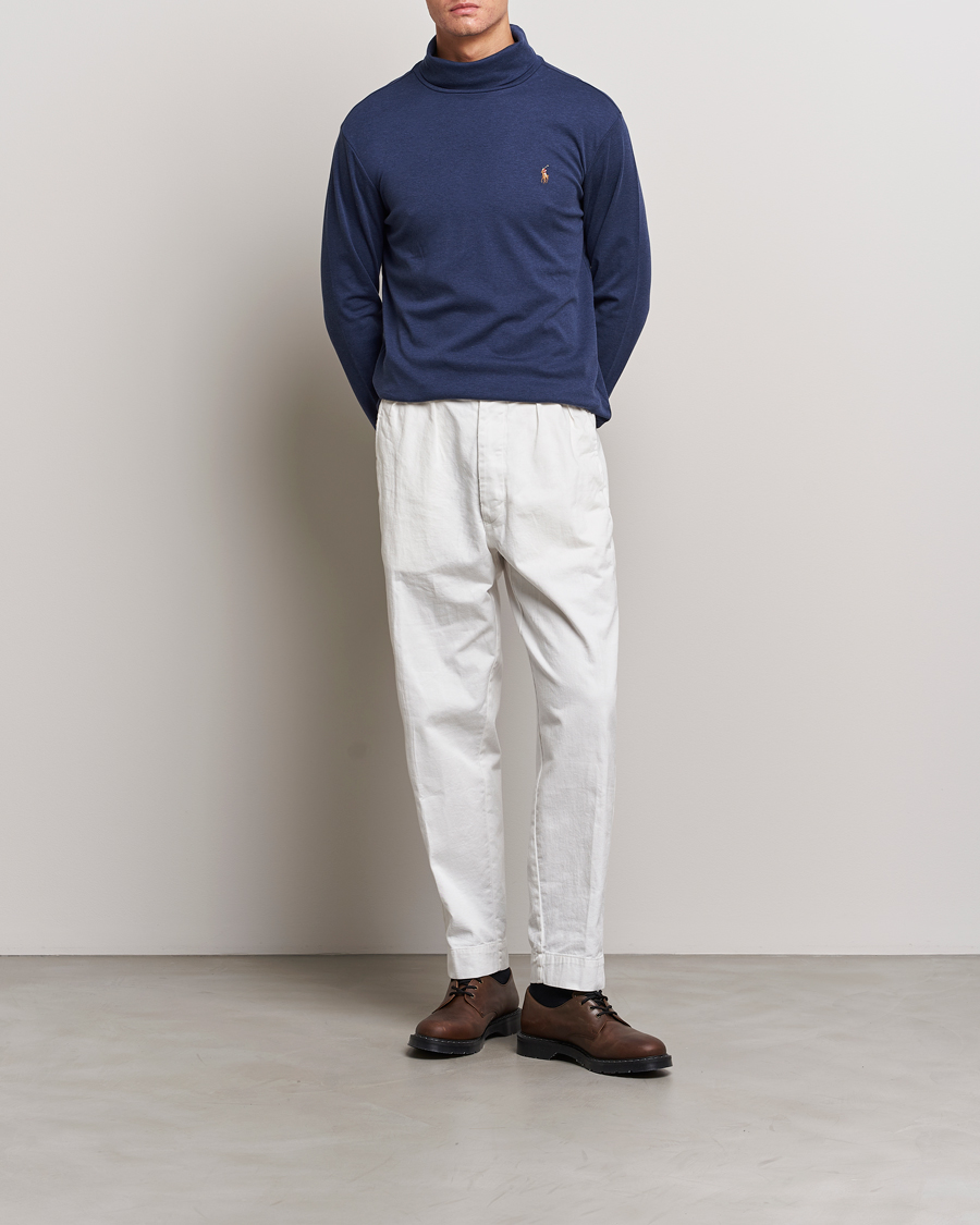Mies | Puserot | Polo Ralph Lauren | Luxury Pima Cotton Rollneck Spring Navy Heather