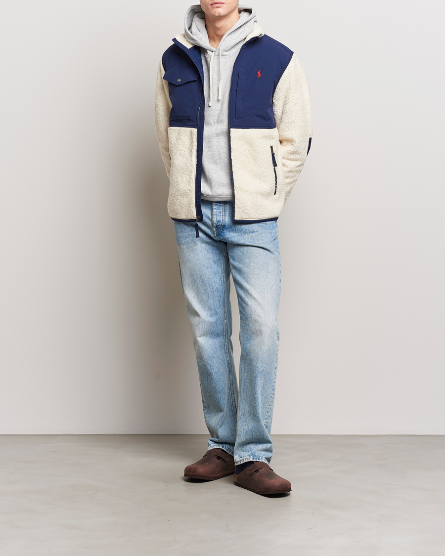 Mies | Puserot | Polo Ralph Lauren | Bonded Sherpa Full Zip Sweater Cream/Newport Navy