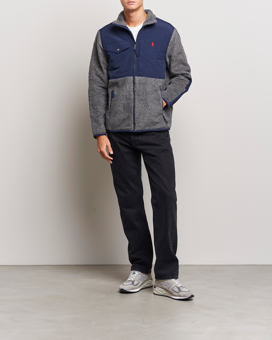 Mies | Puserot | Polo Ralph Lauren | Bonded Sherpa Full Zip Sweater Grey/Newport Navy