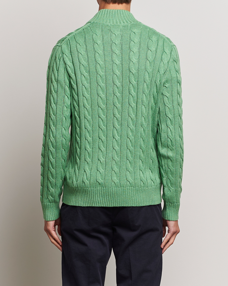 Mies | Puserot | Polo Ralph Lauren | Cotton Cable Half Zip Sweater Field Green Heather