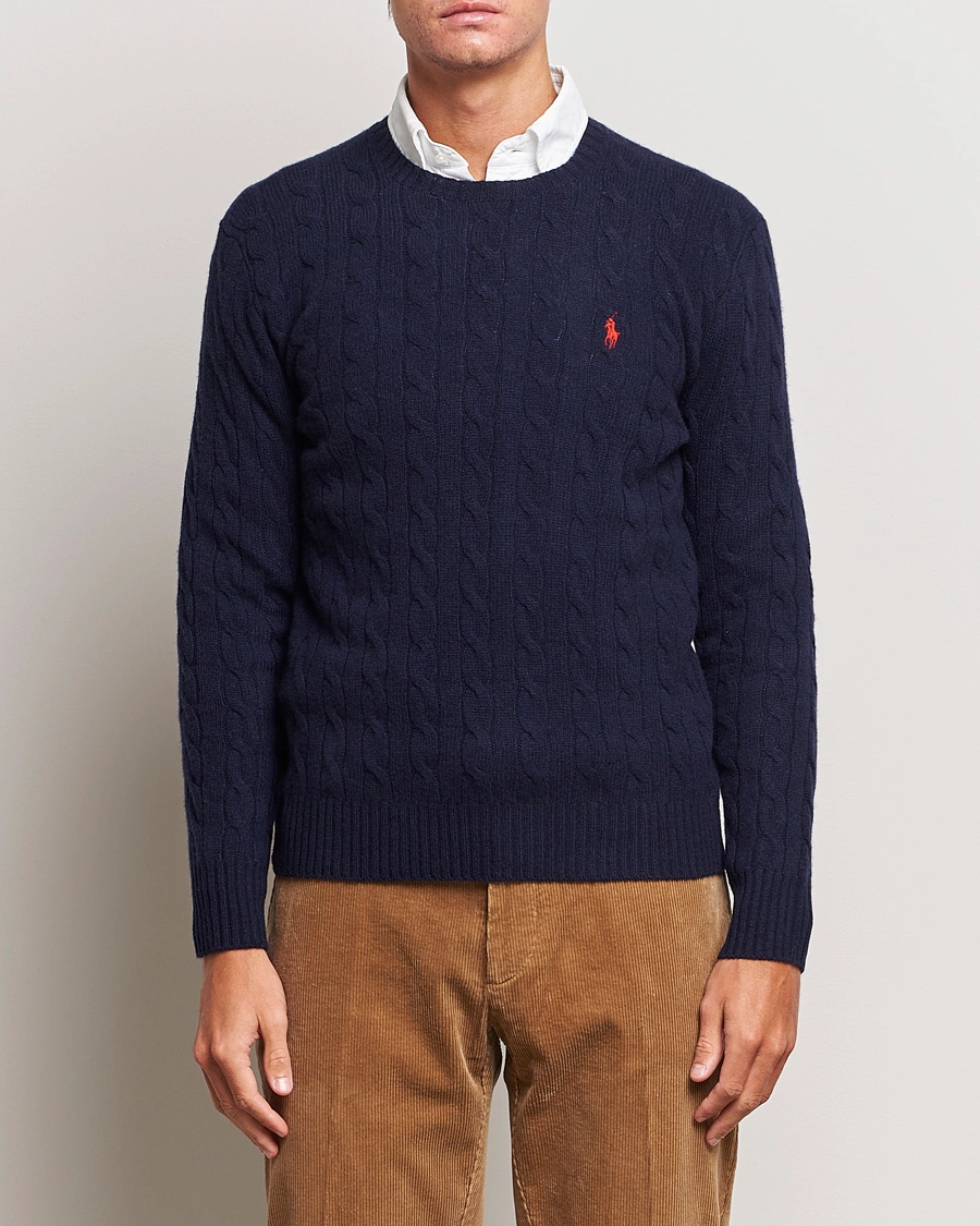 Mies |  | Polo Ralph Lauren | Wool/Cashmere Cable Crew Neck Pullover Hunter Navy