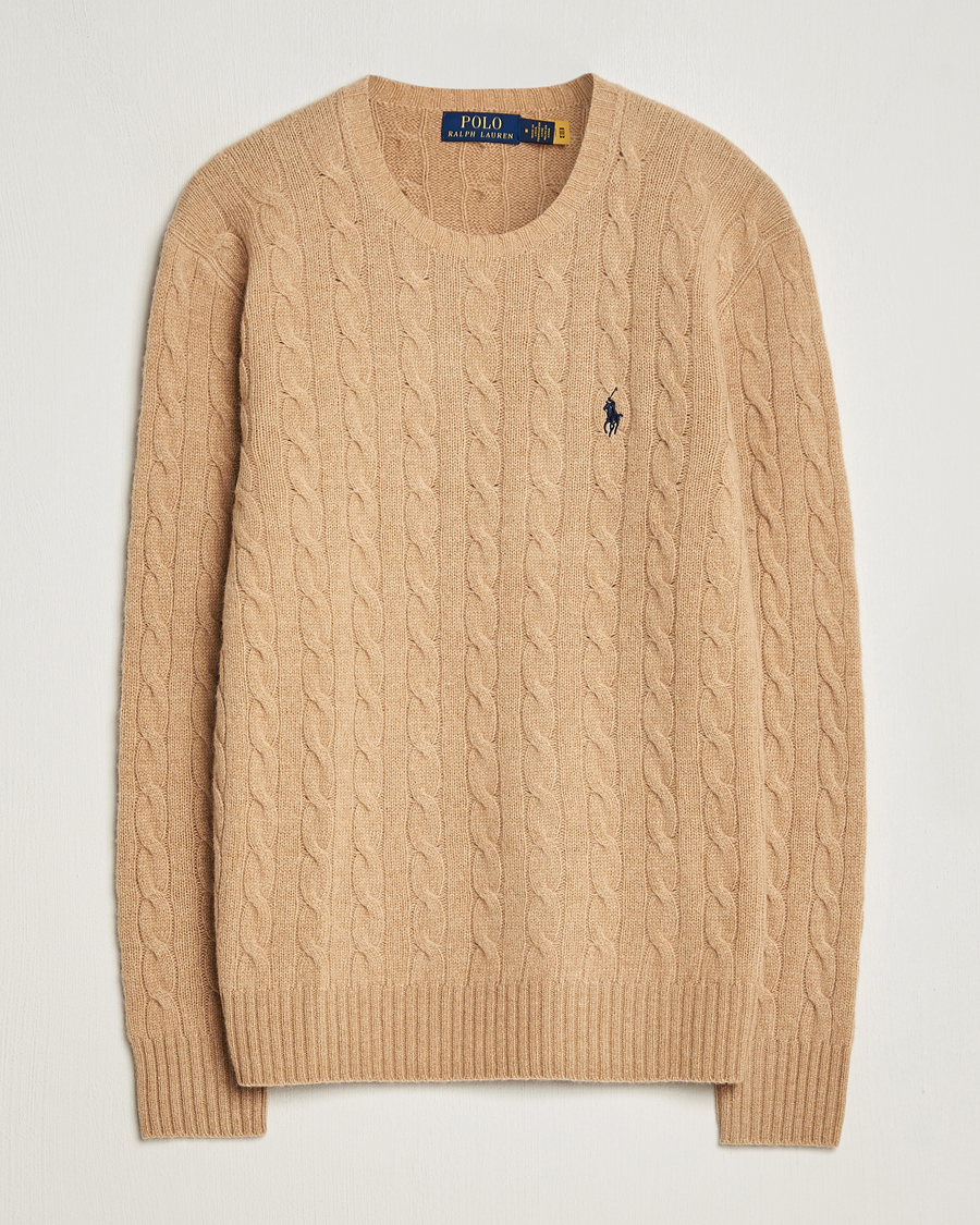 Mies | Puserot | Polo Ralph Lauren | Wool/Cashmere Cable Crew Neck Camel Melange