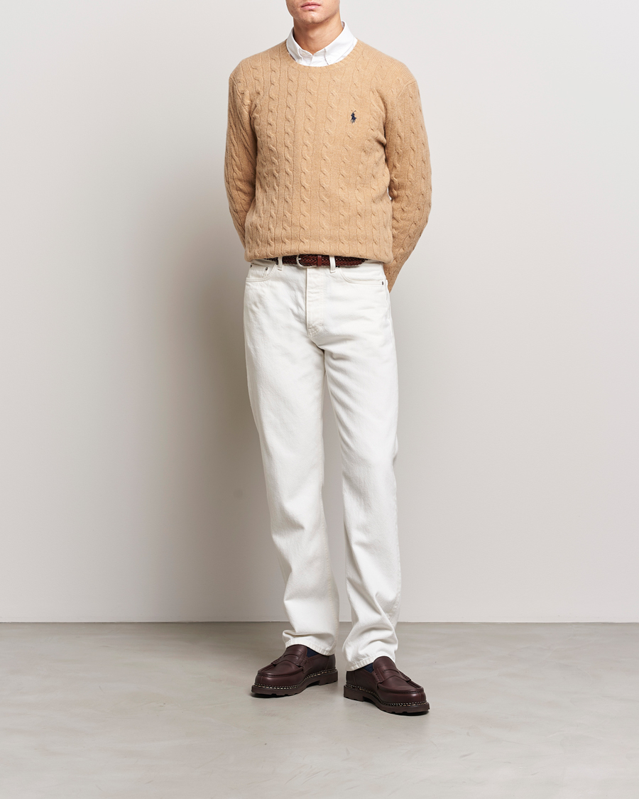 Mies | Puserot | Polo Ralph Lauren | Wool/Cashmere Cable Crew Neck Camel Melange