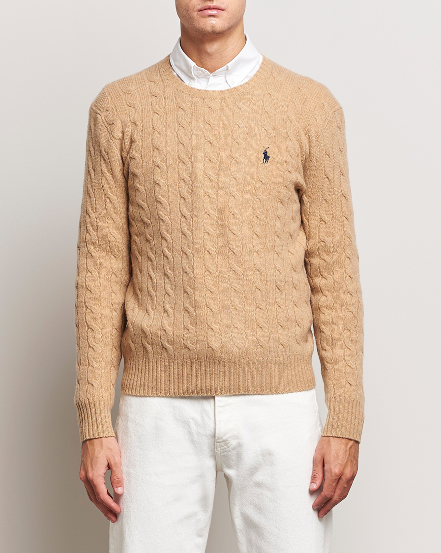 Mies | Puserot | Polo Ralph Lauren | Wool/Cashmere Cable Crew Neck Camel Melange