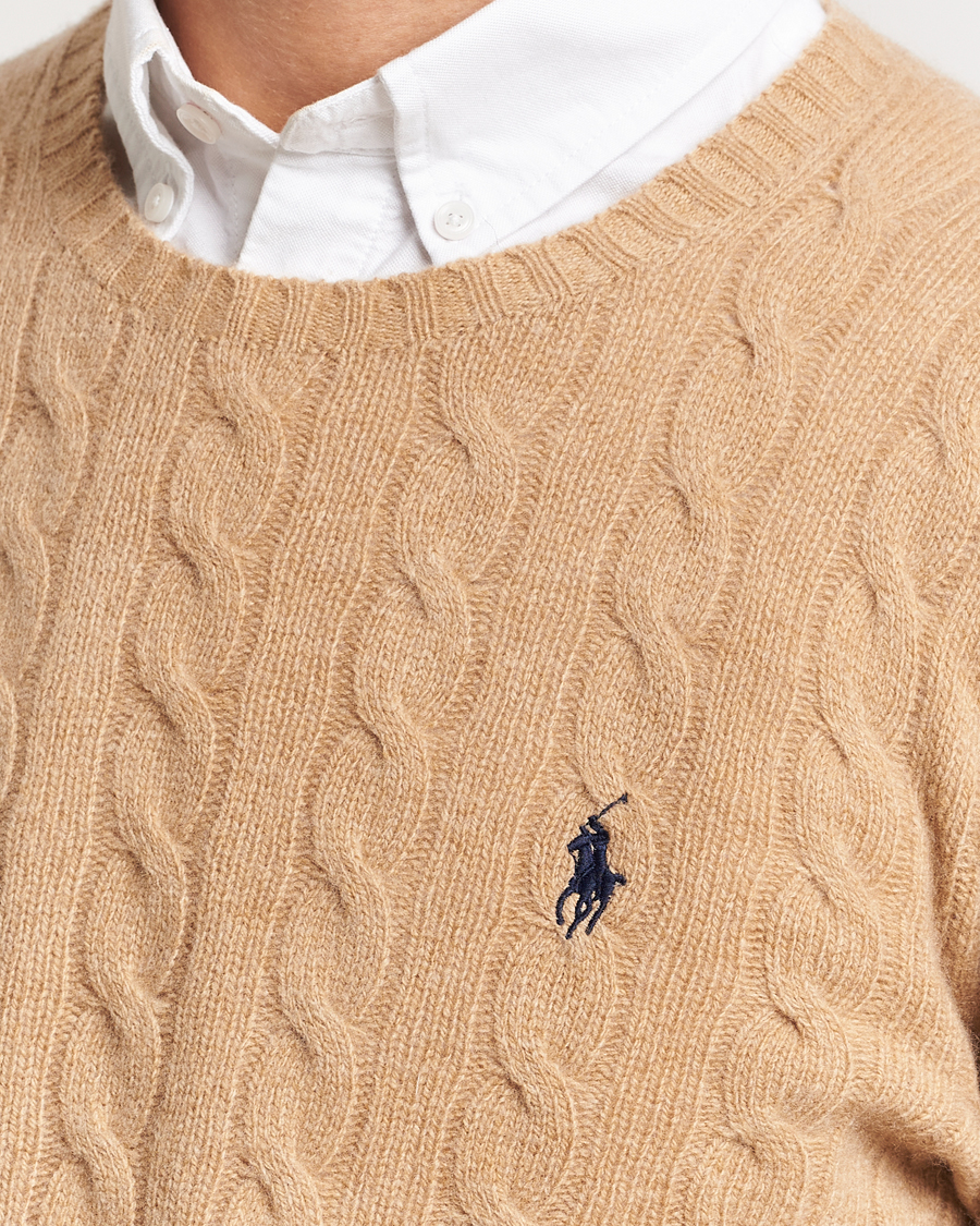 Mies | Puserot | Polo Ralph Lauren | Wool/Cashmere Cable Crew Neck Camel Melange