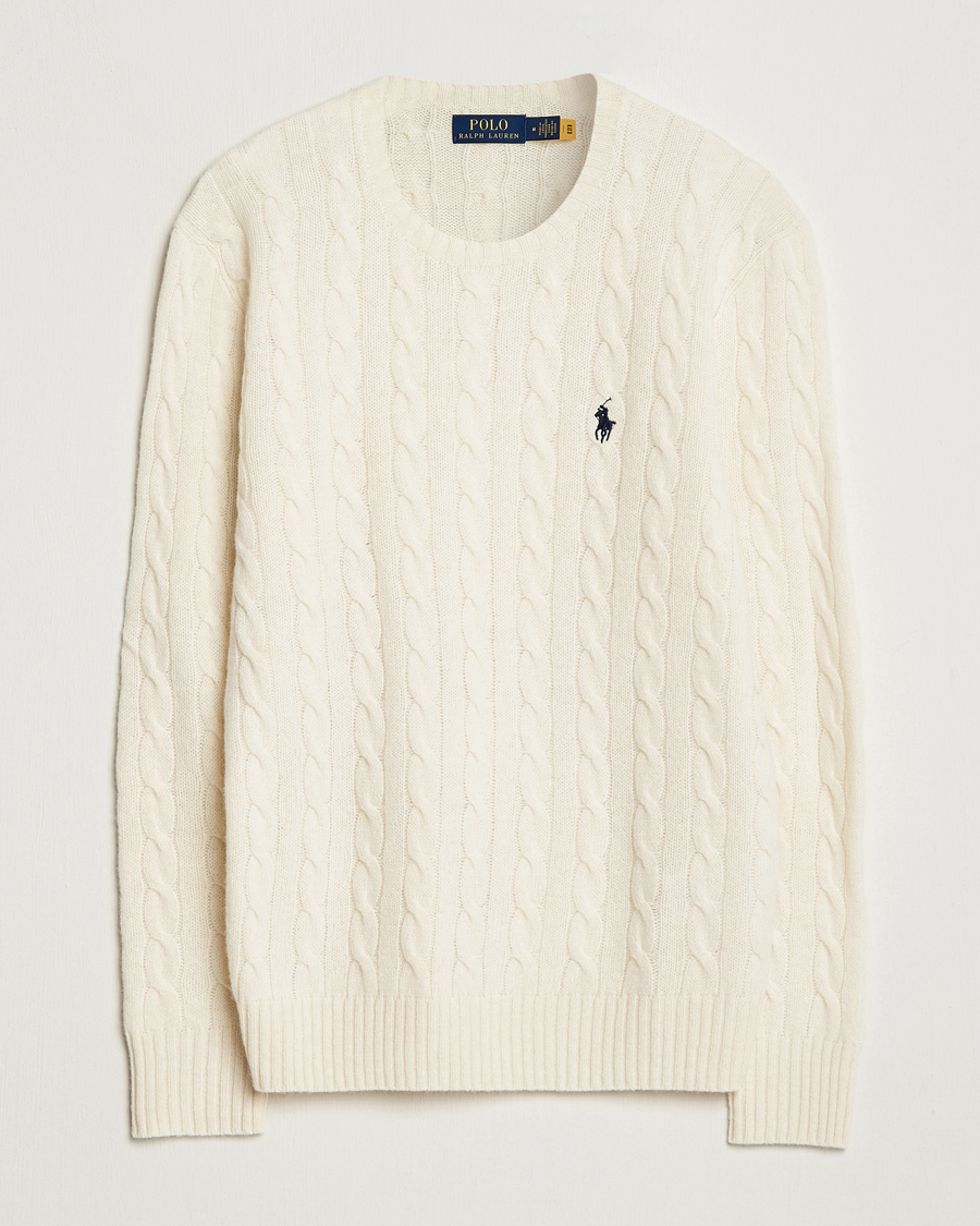 Mies | Puserot | Polo Ralph Lauren | Wool/Cashmere Cable Crew Neck Pullover Andover Cream