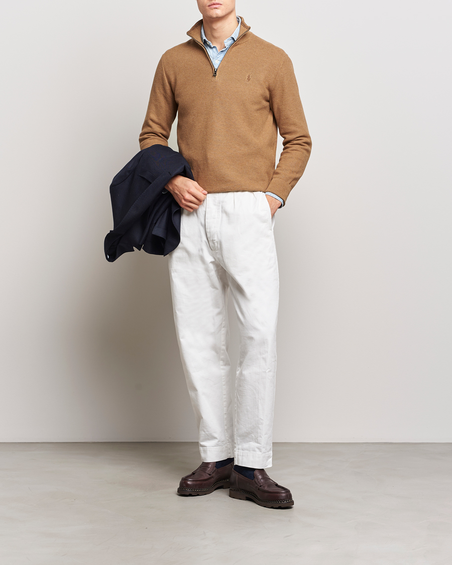 Mies | Puserot | Polo Ralph Lauren | Textured Half Zip Latte Brown Heather