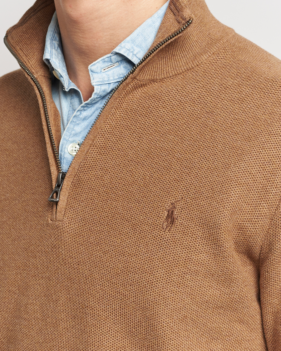 Mies | Puserot | Polo Ralph Lauren | Textured Half Zip Latte Brown Heather