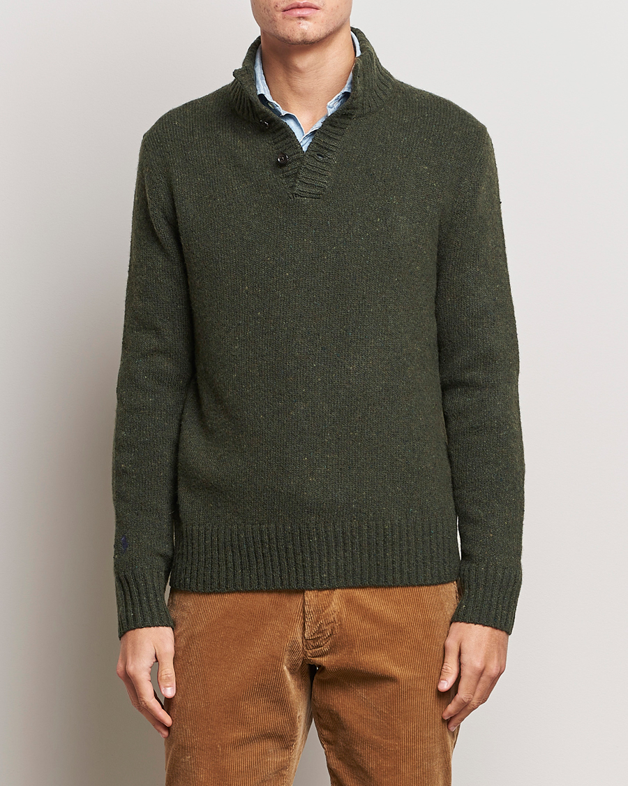 Mies | Half-zip | Polo Ralph Lauren | Wool Knitted Donegal Moss Green