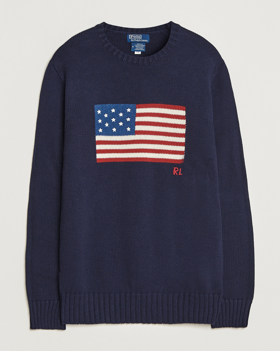 Mies | Puserot | Polo Ralph Lauren | Cotton Knitted Flag Sweater Hunter Navy