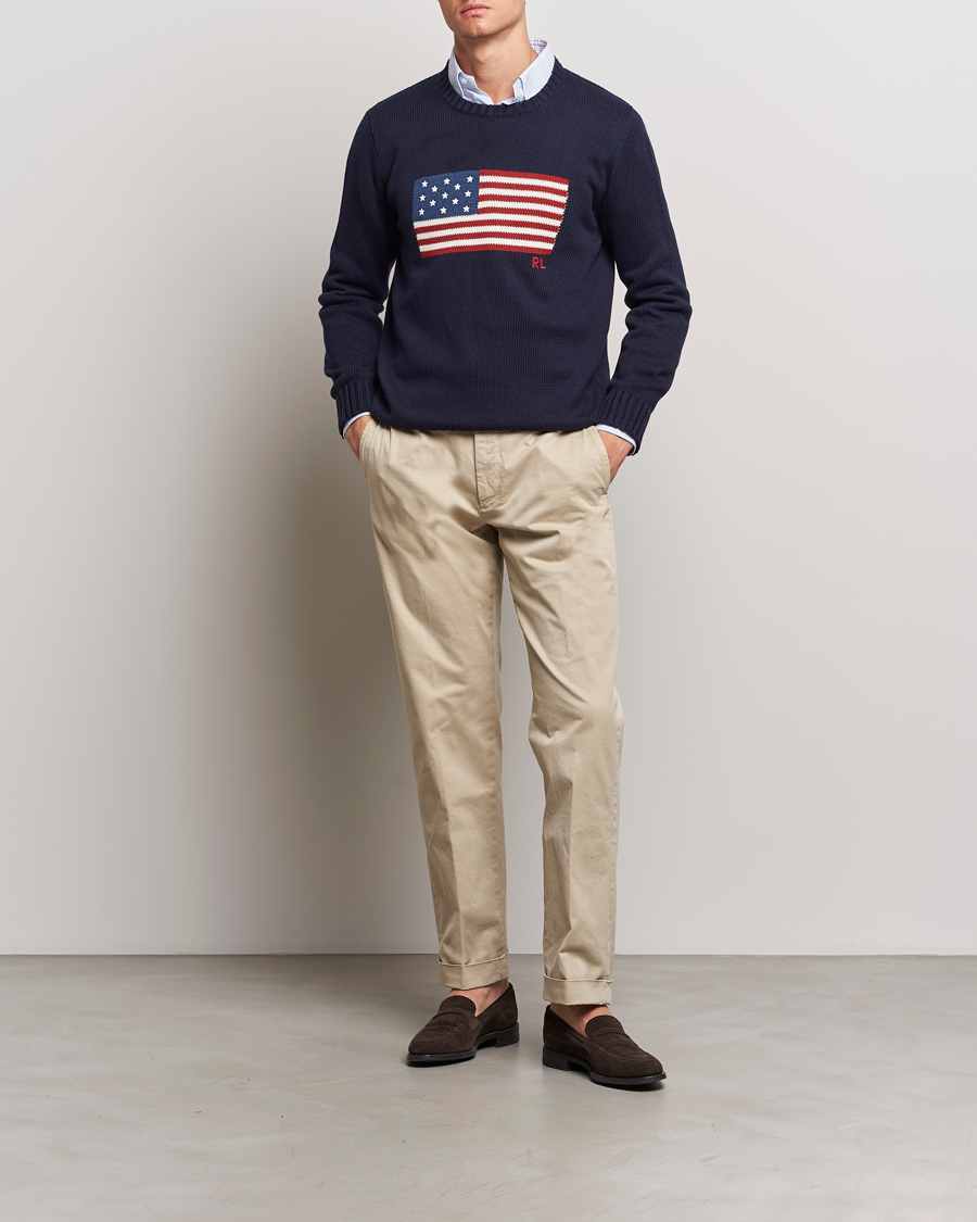 Mies | Puserot | Polo Ralph Lauren | Cotton Knitted Flag Sweater Hunter Navy