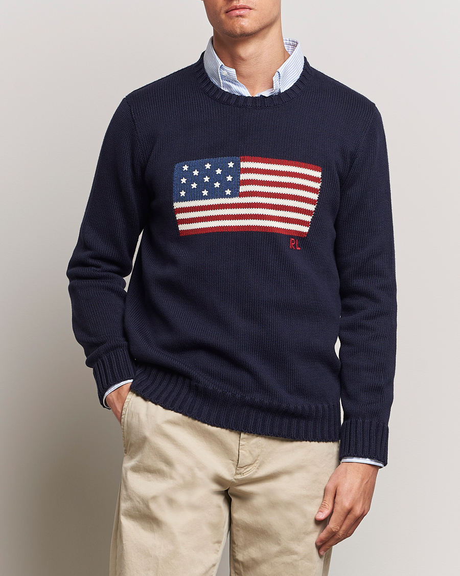 Mies | Puserot | Polo Ralph Lauren | Cotton Knitted Flag Sweater Hunter Navy
