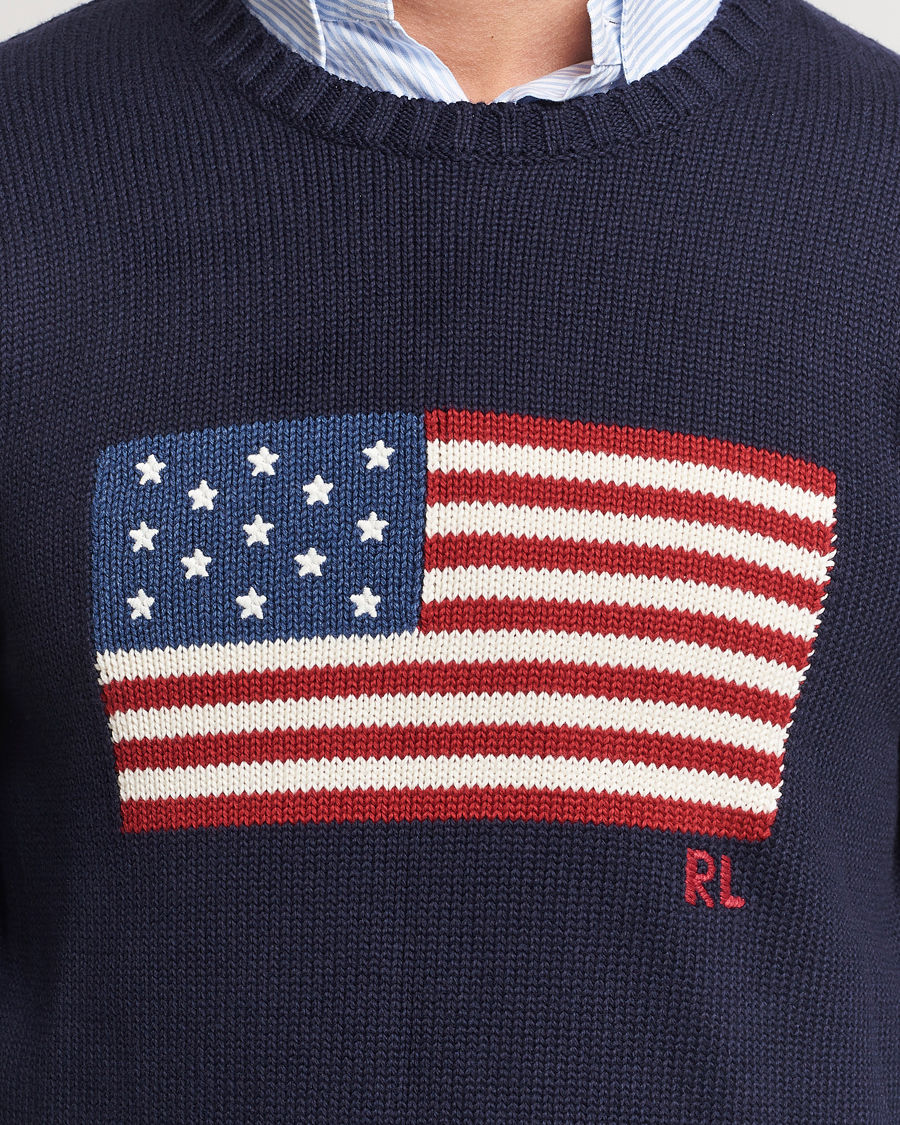Mies | Puserot | Polo Ralph Lauren | Cotton Knitted Flag Sweater Hunter Navy