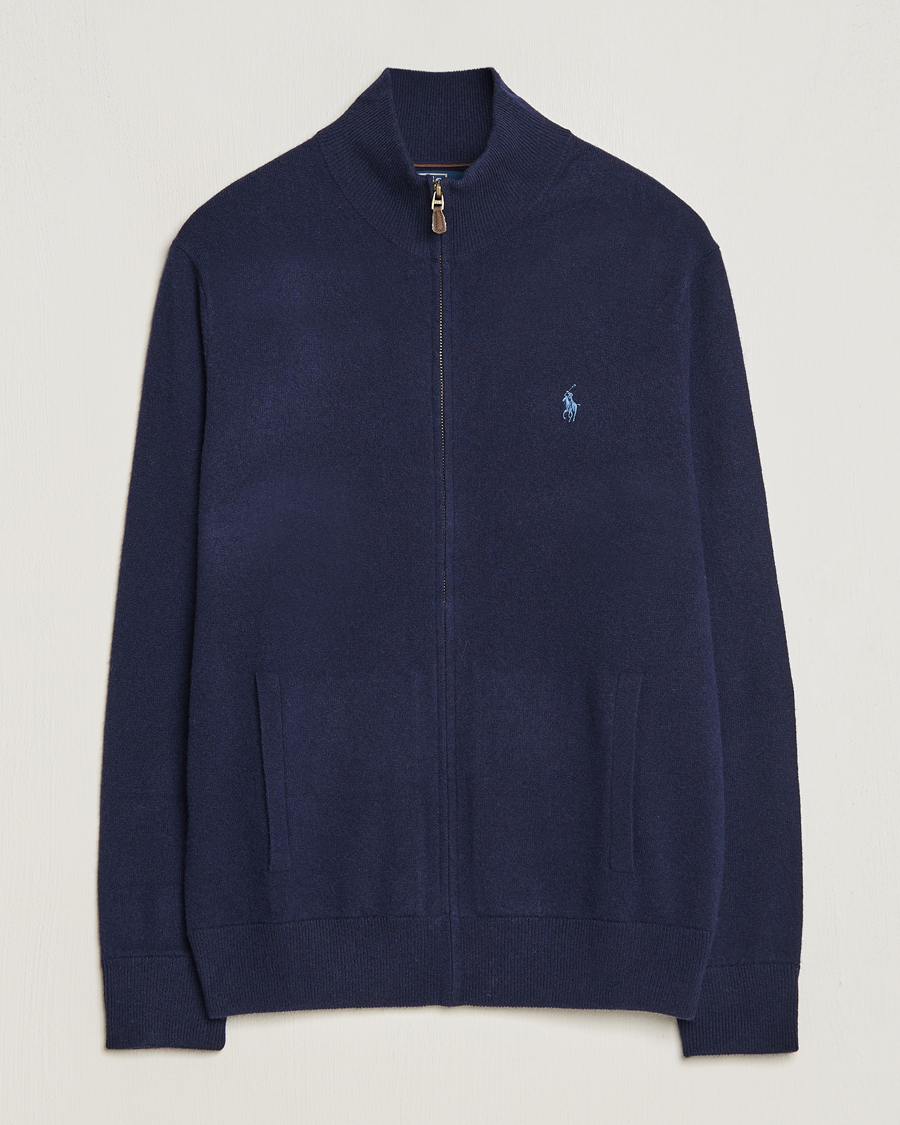 Mies | Puserot | Polo Ralph Lauren | Merino Knitted Full Zip Sweater Hunter Navy