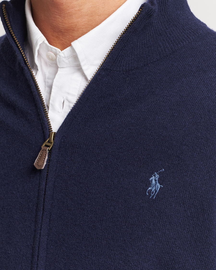 Mies | Puserot | Polo Ralph Lauren | Merino Knitted Full Zip Sweater Hunter Navy