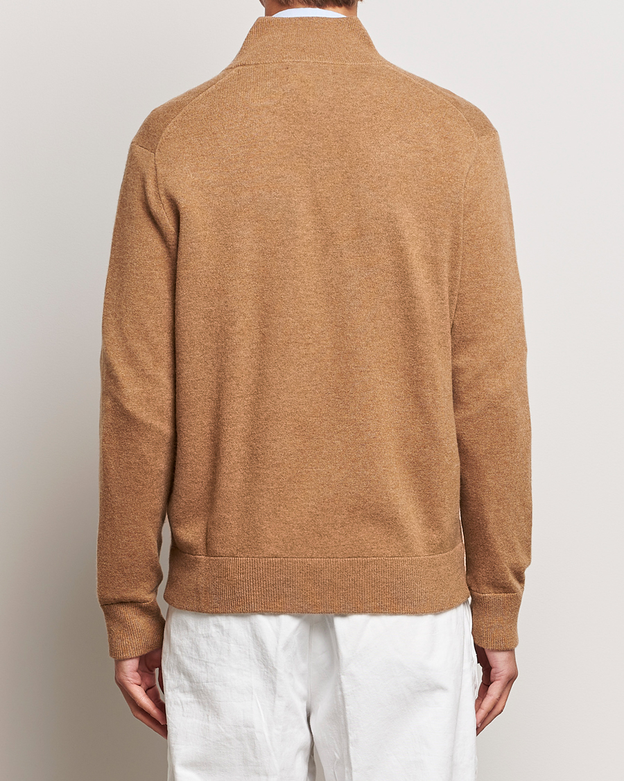 Mies | Puserot | Polo Ralph Lauren | Merino Knitted Full Zip Sweater Latte Brown Heather