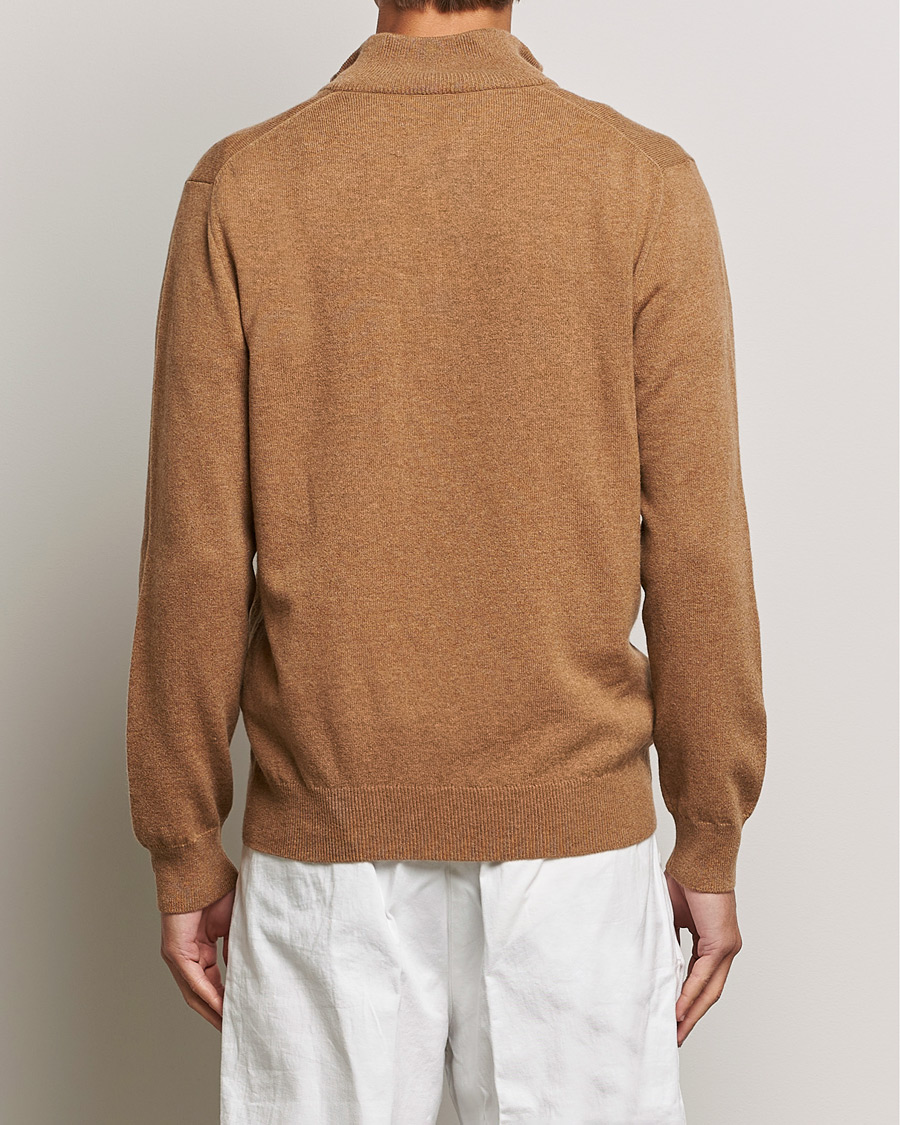 Mies | Puserot | Polo Ralph Lauren | Merino Knitted Half Zip Sweater Latte Brown Heather