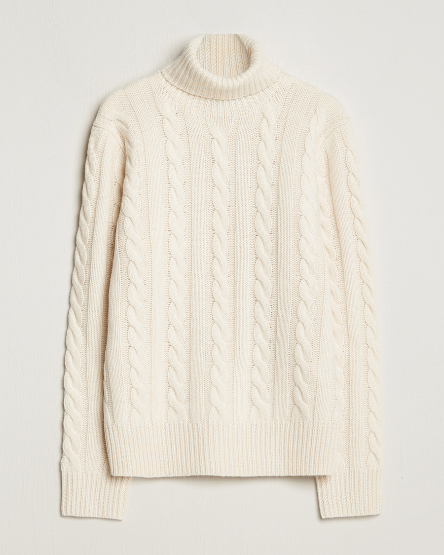 Mies | Puserot | Polo Ralph Lauren | Wool/Cashmere Cable Rollneck Andover Cream