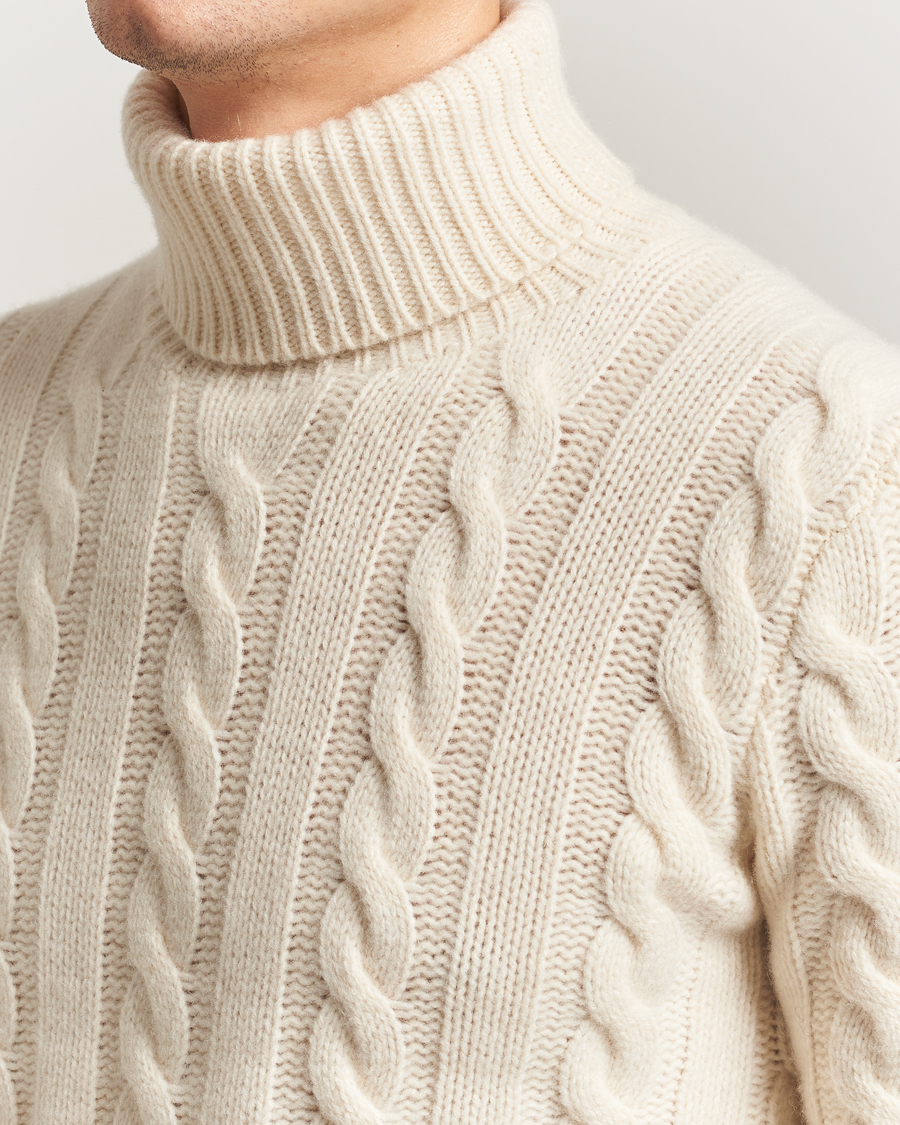 Mies | Puserot | Polo Ralph Lauren | Wool/Cashmere Cable Rollneck Andover Cream
