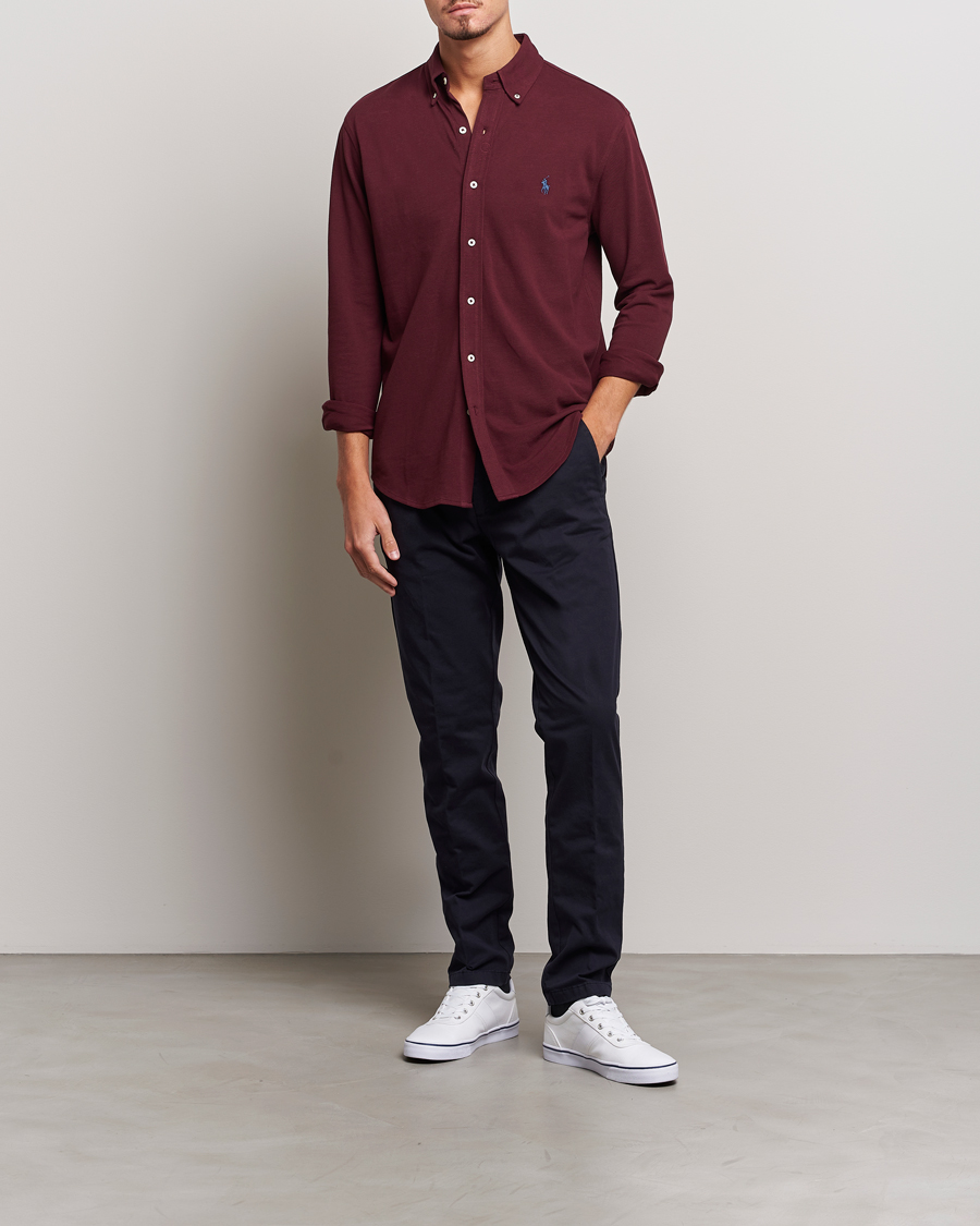 Mies | Kauluspaidat | Polo Ralph Lauren | Slim Fit Featherweight Mesh Shirt Harvard Wine