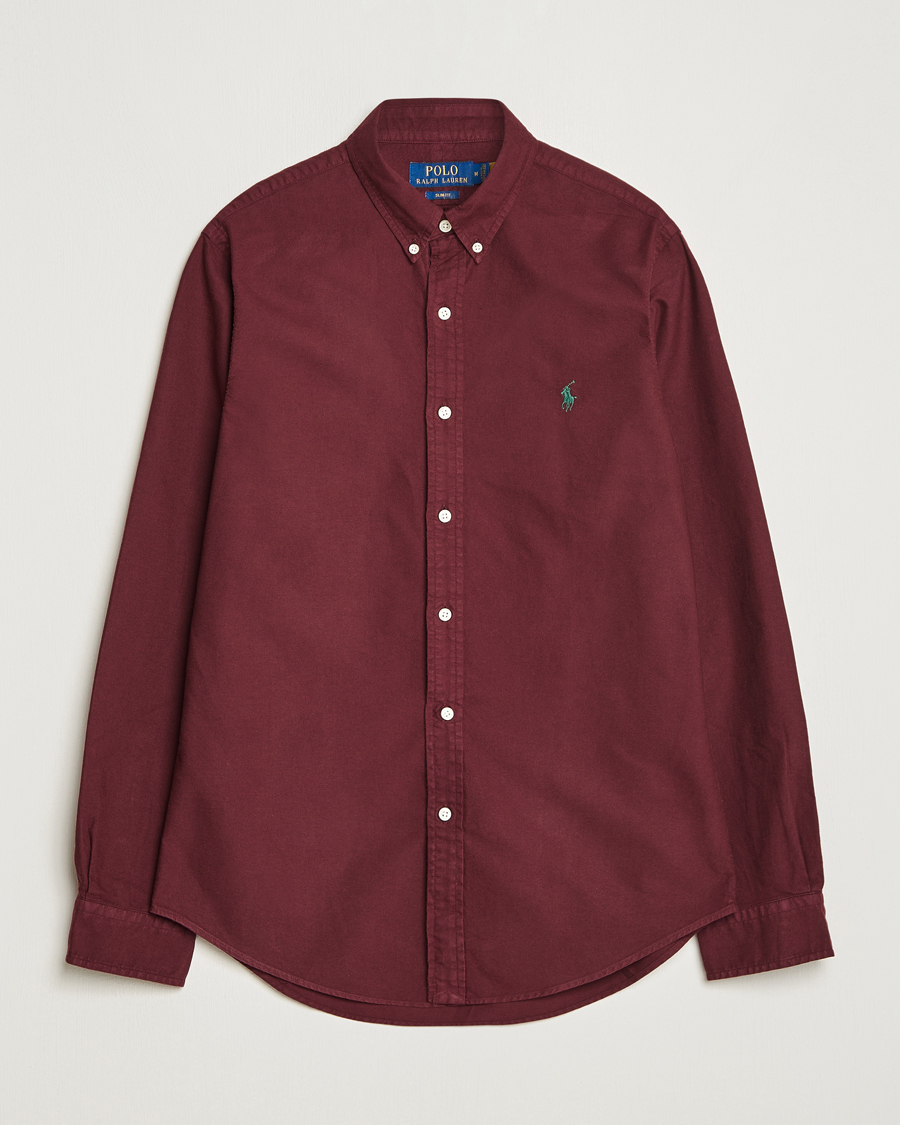 Mies | Kauluspaidat | Polo Ralph Lauren | Slim Fit Garment Dyed Oxford Harvard Wine