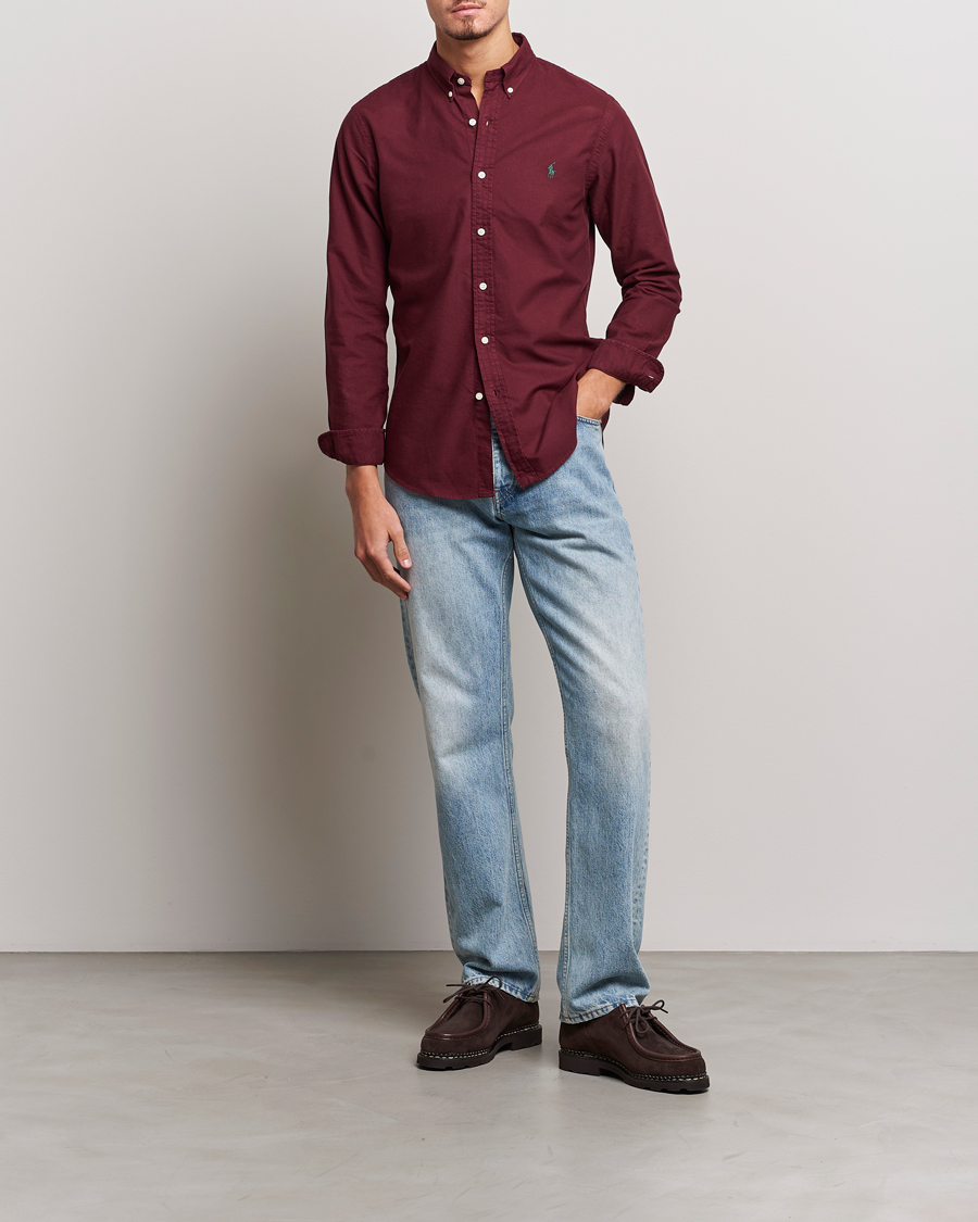 Mies | Kauluspaidat | Polo Ralph Lauren | Slim Fit Garment Dyed Oxford Harvard Wine