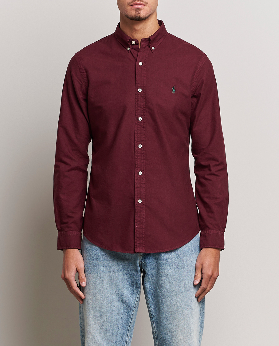 Mies | Kauluspaidat | Polo Ralph Lauren | Slim Fit Garment Dyed Oxford Harvard Wine