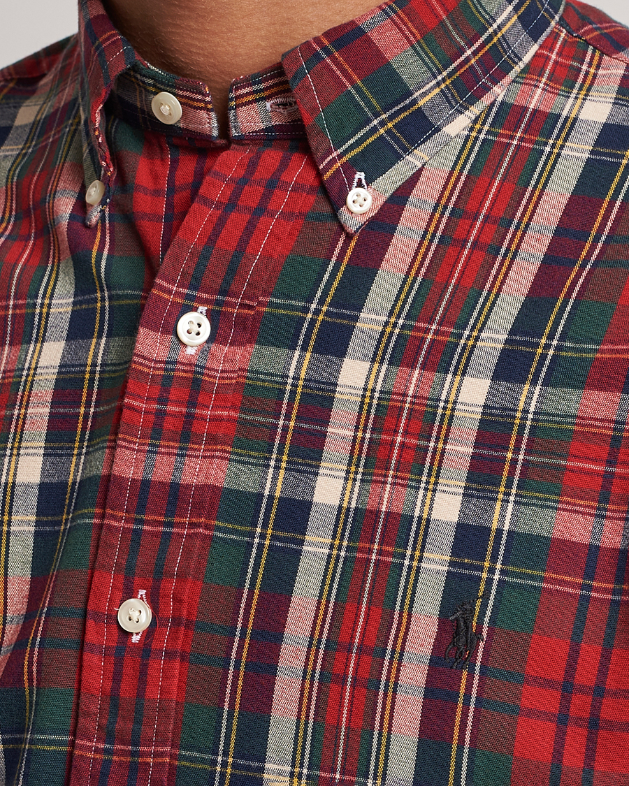 Mies | Kauluspaidat | Polo Ralph Lauren | Custom Fit Checked Oxford Shirt Red/Green
