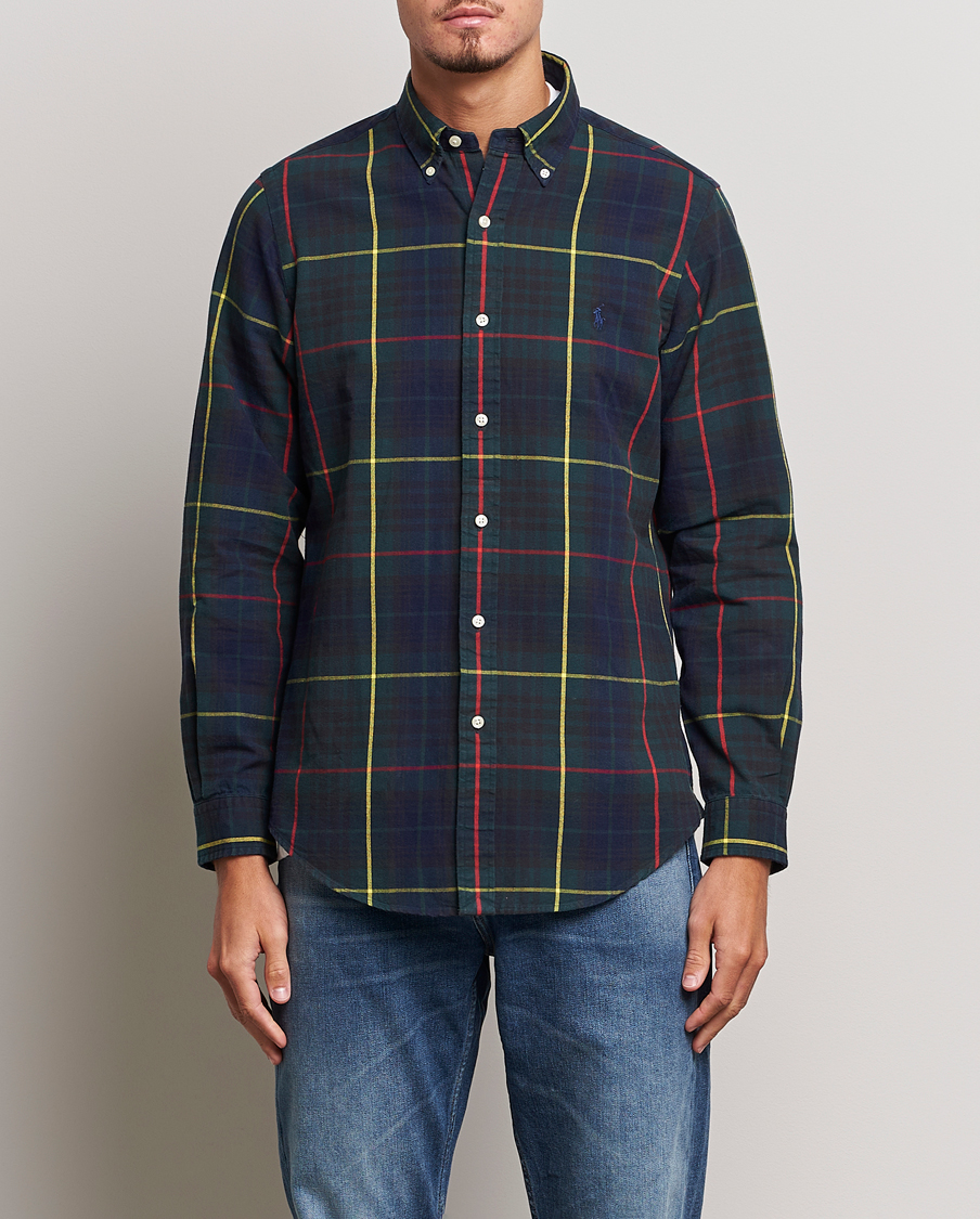 Mies |  | Polo Ralph Lauren | Custom Fit Checked Oxford Shirt Navy/Green