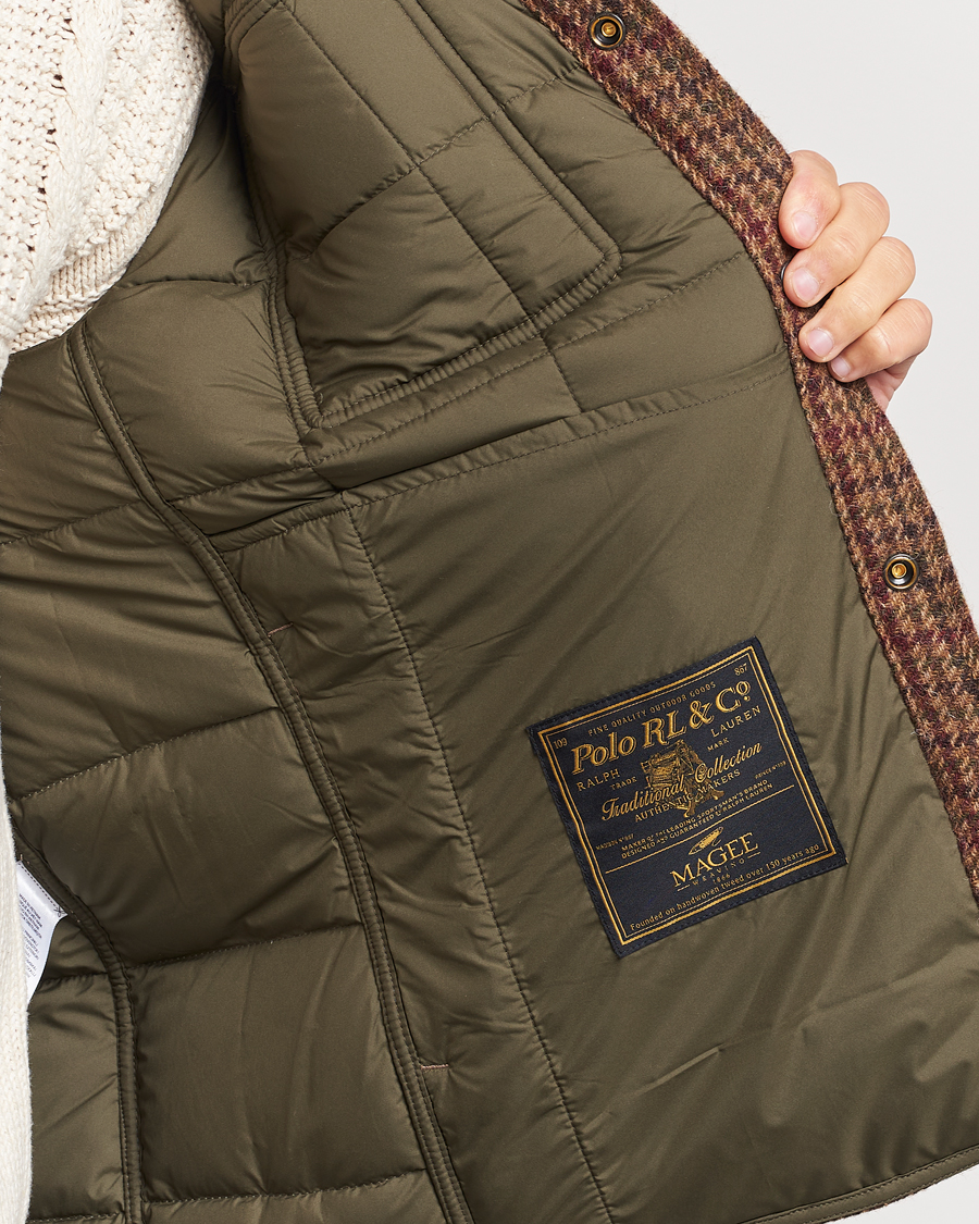 Mies | Takit | Polo Ralph Lauren | Wool Checked Down Shirt Jacket Brown/Burgundy