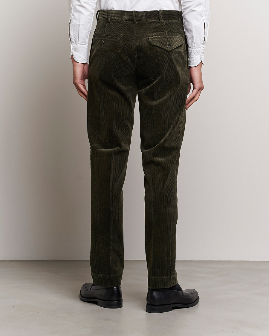 Mies | Housut | Polo Ralph Lauren | Corduroy Pleated Trousers Oil Cloth Green