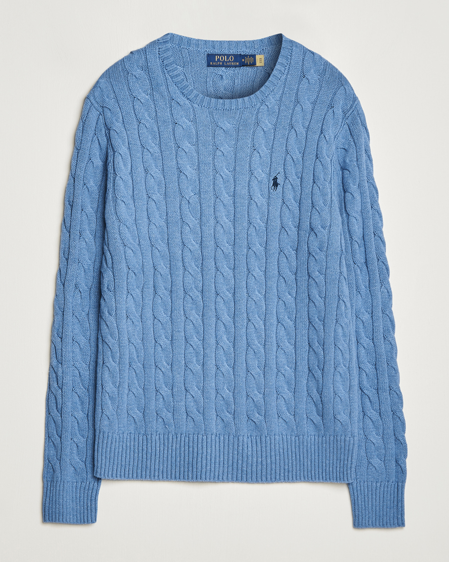 Mies | Puserot | Polo Ralph Lauren | Cotton Cable Pullover Sky Blue Heather