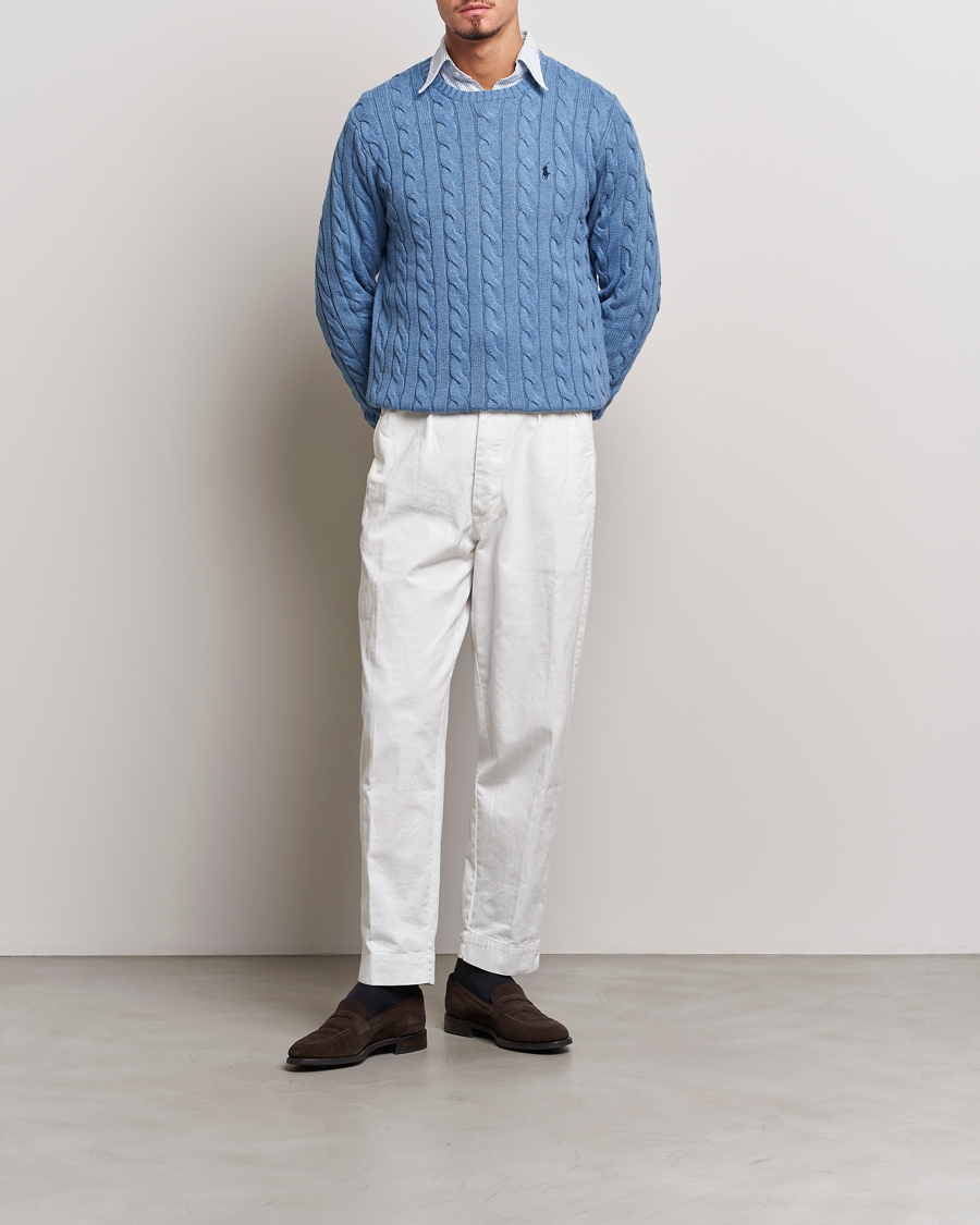 Mies | Puserot | Polo Ralph Lauren | Cotton Cable Pullover Sky Blue Heather