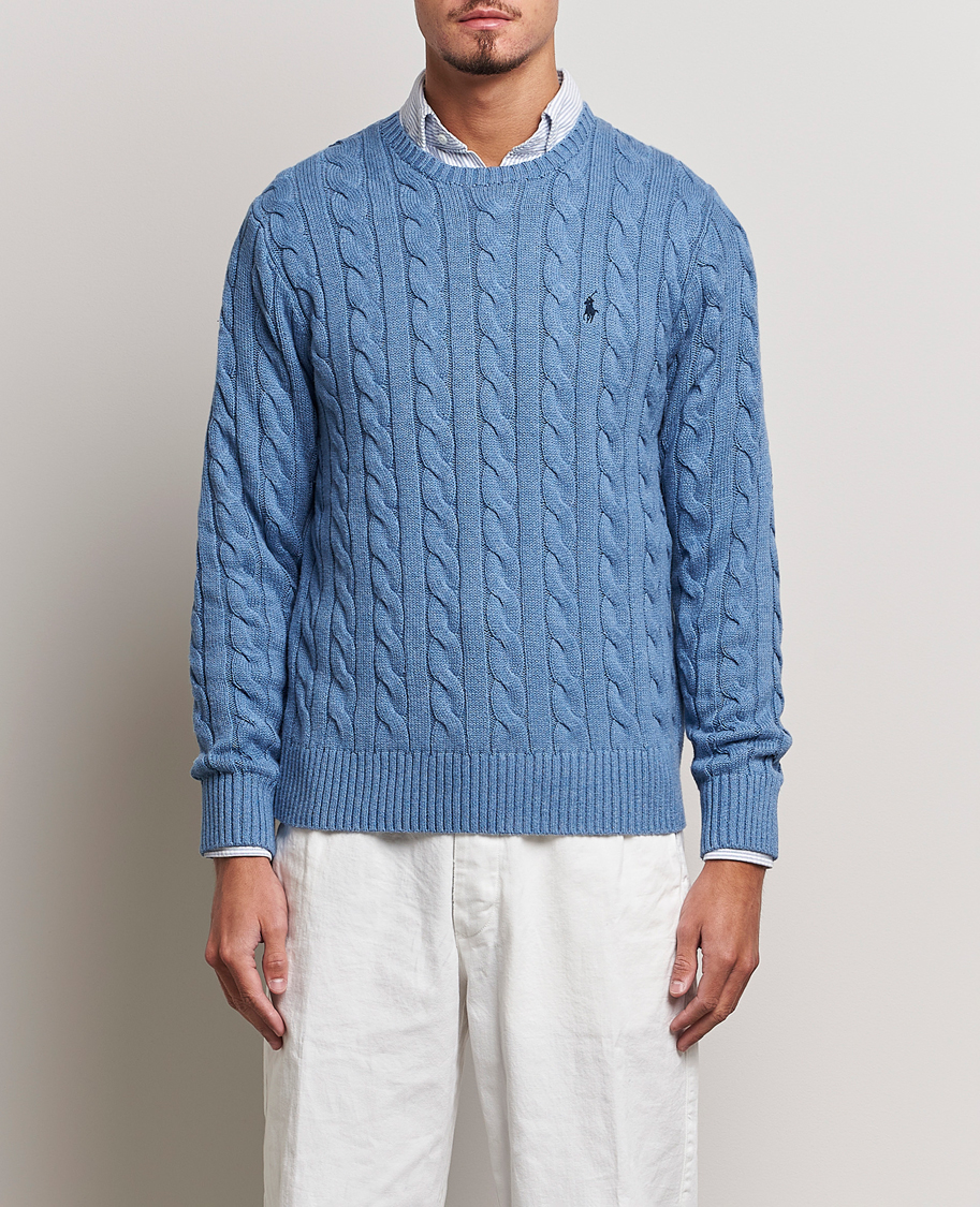 Mies | Puserot | Polo Ralph Lauren | Cotton Cable Pullover Sky Blue Heather