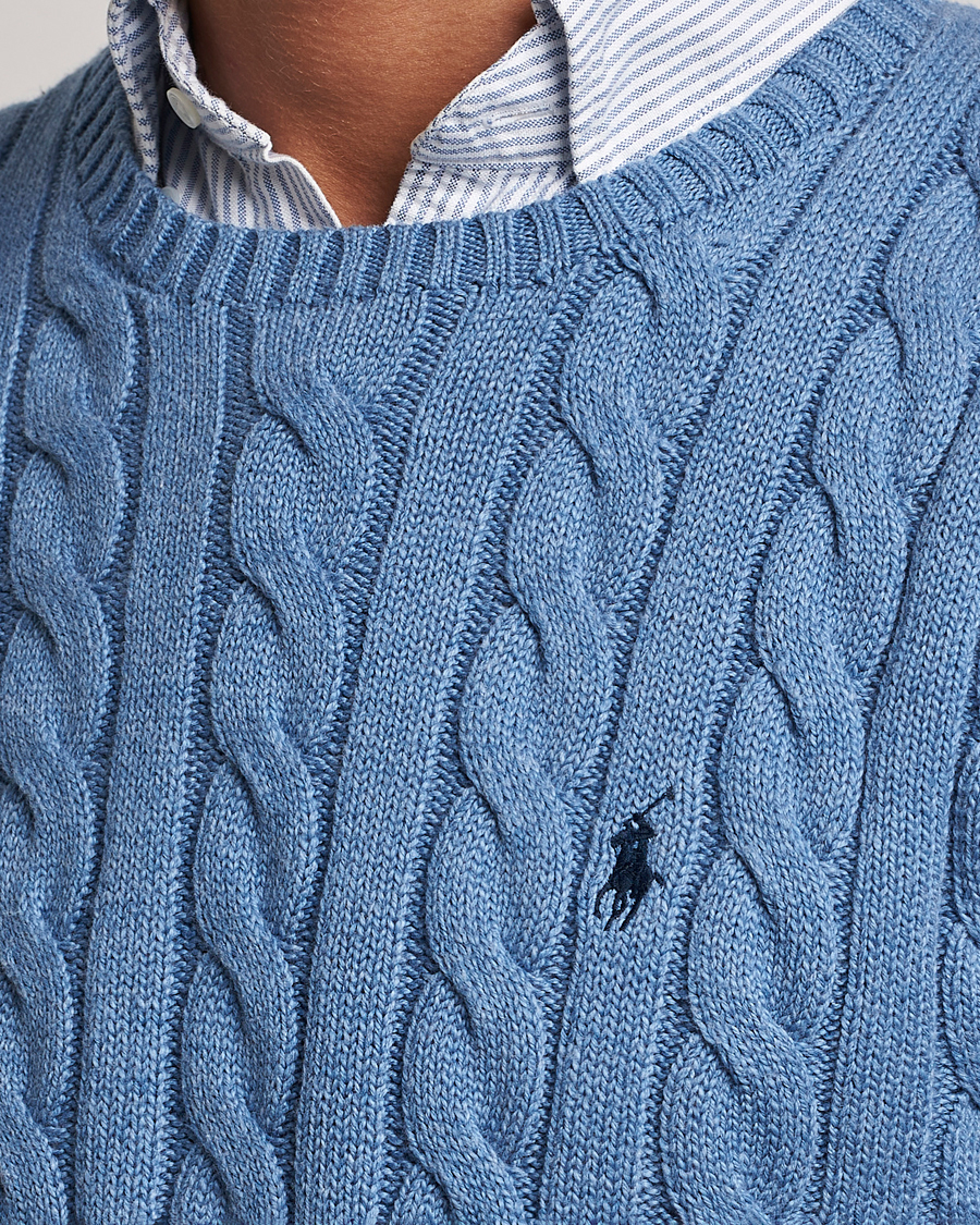 Mies | Puserot | Polo Ralph Lauren | Cotton Cable Pullover Sky Blue Heather