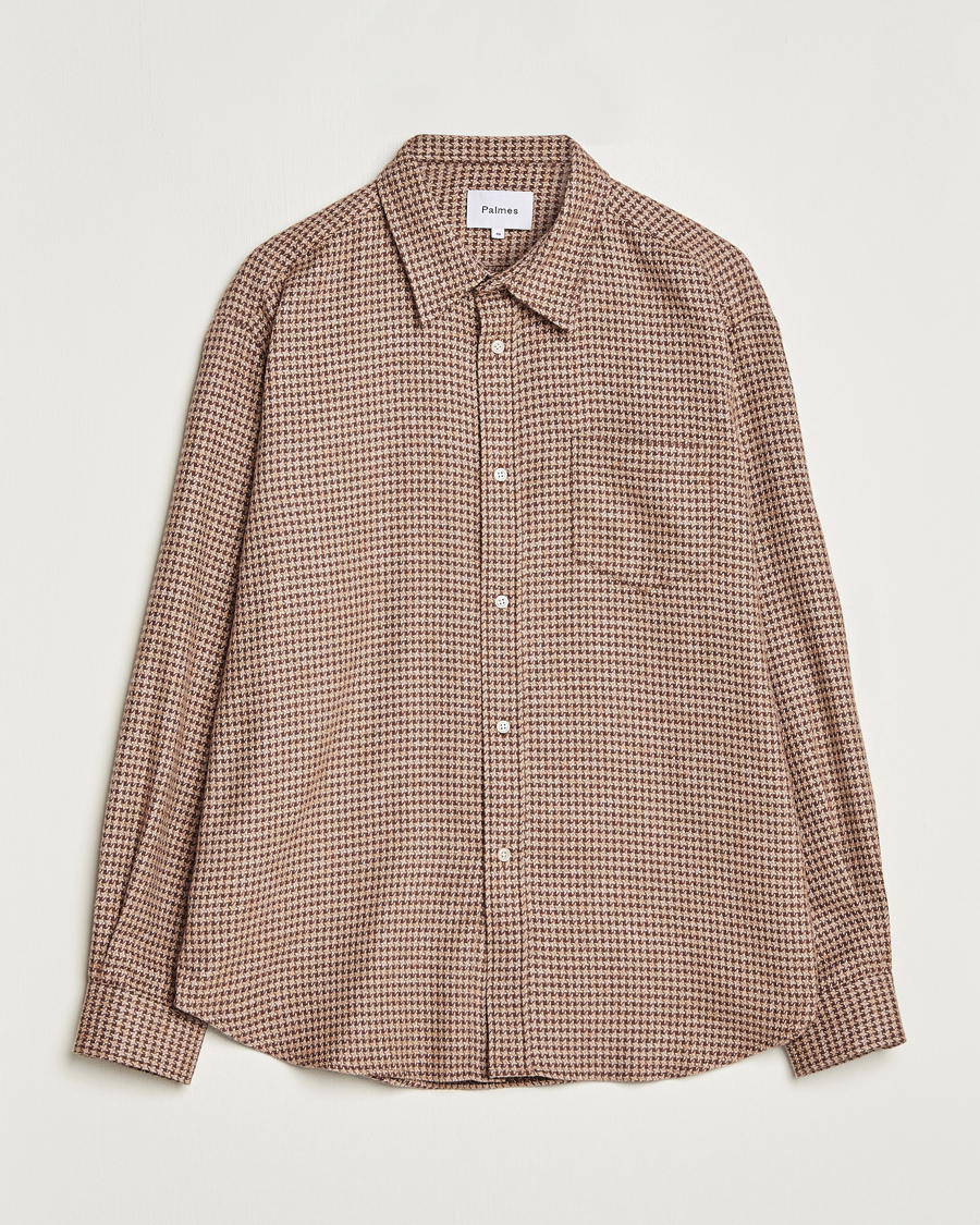 Mies | Kauluspaidat | Palmes | Cyrus Houndstooth Cotton Shirt Brown